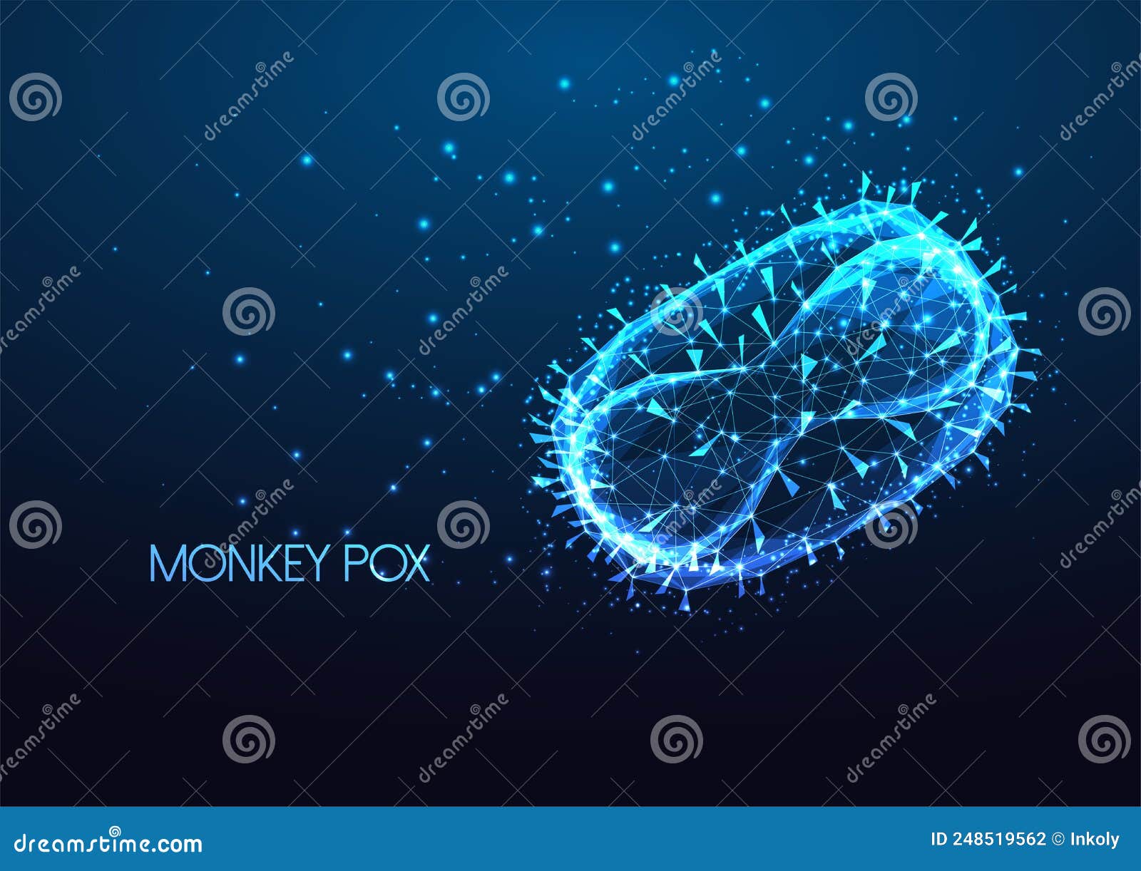 futuristic monkey pox virus infection concept with glowing low polygonal monkeypox virus cell