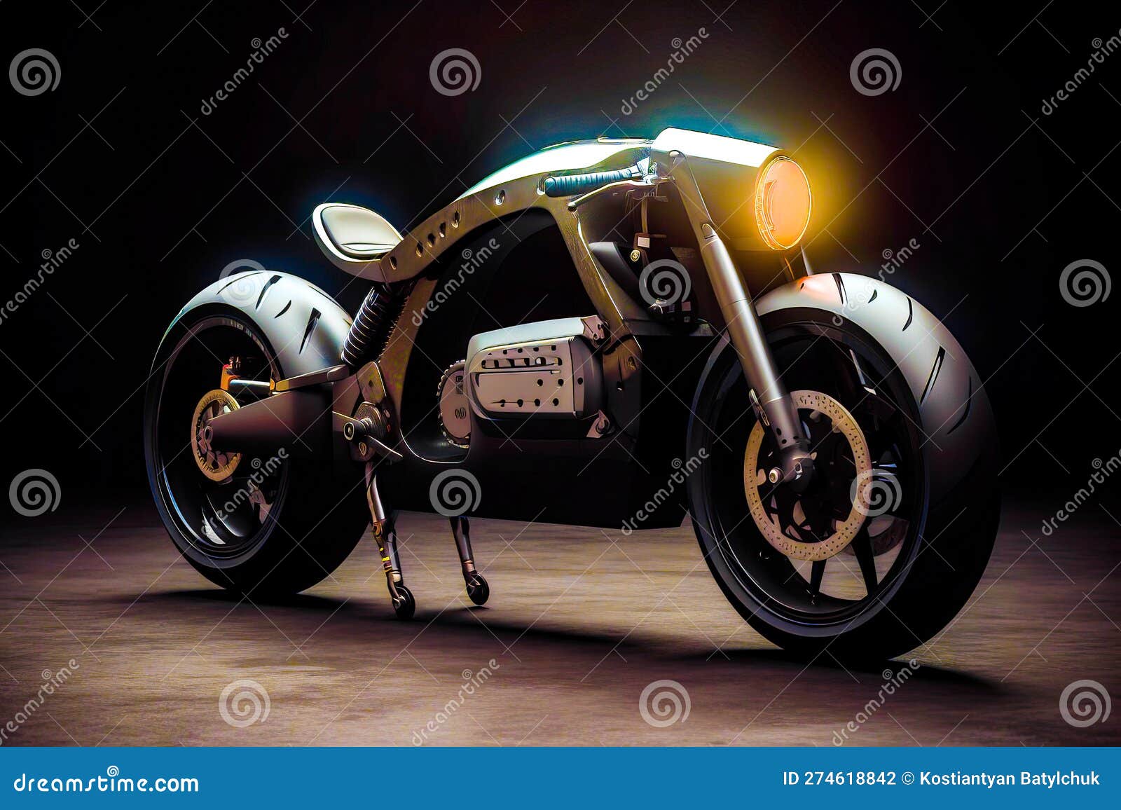 Biker On Futuristic Bike In Neon City In Cyberpunk Style. Generative AI