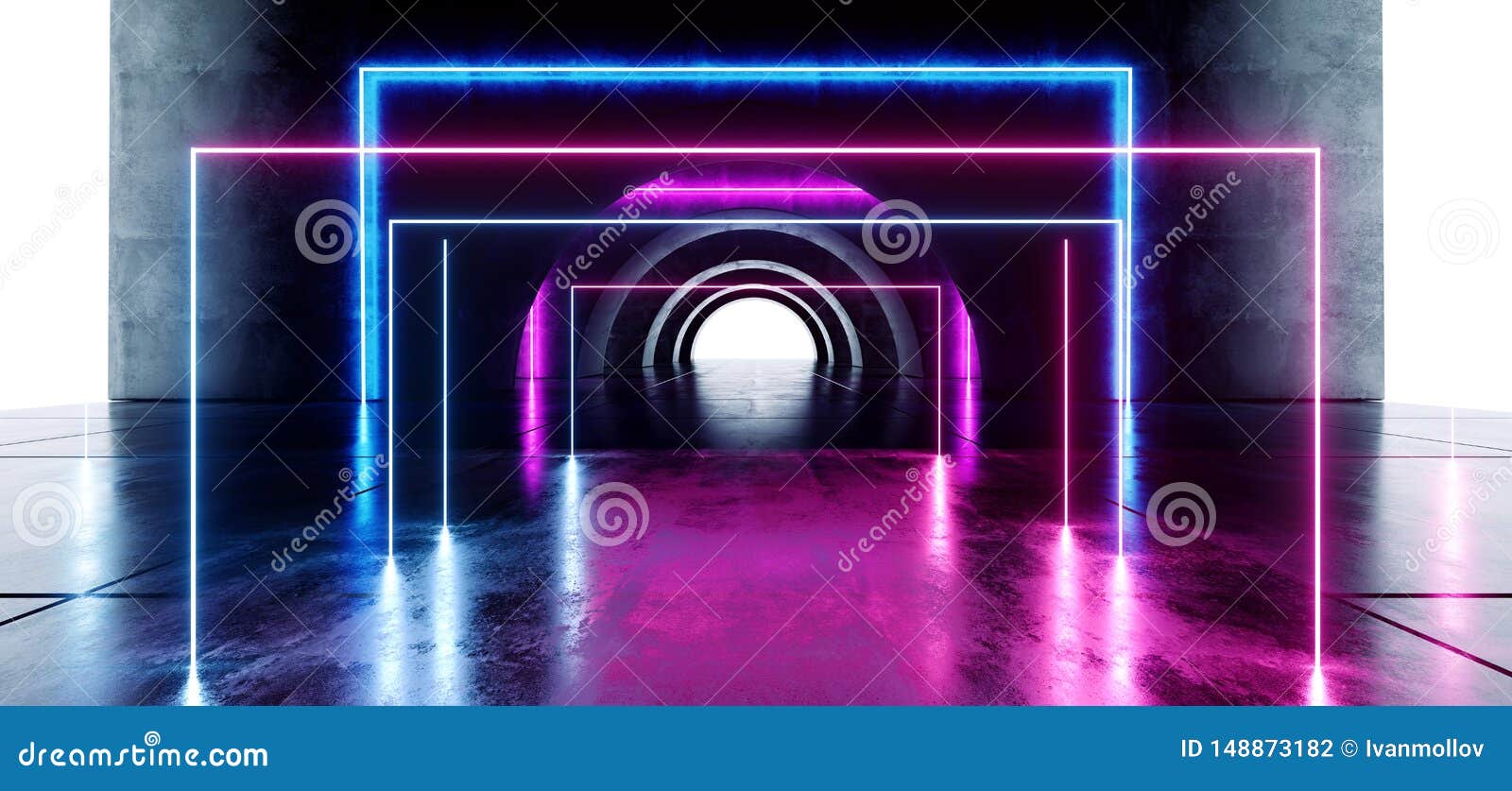 Futuristic Oval Circle Neon Glowing Purple Blue Rectangle Shaped Laser ...