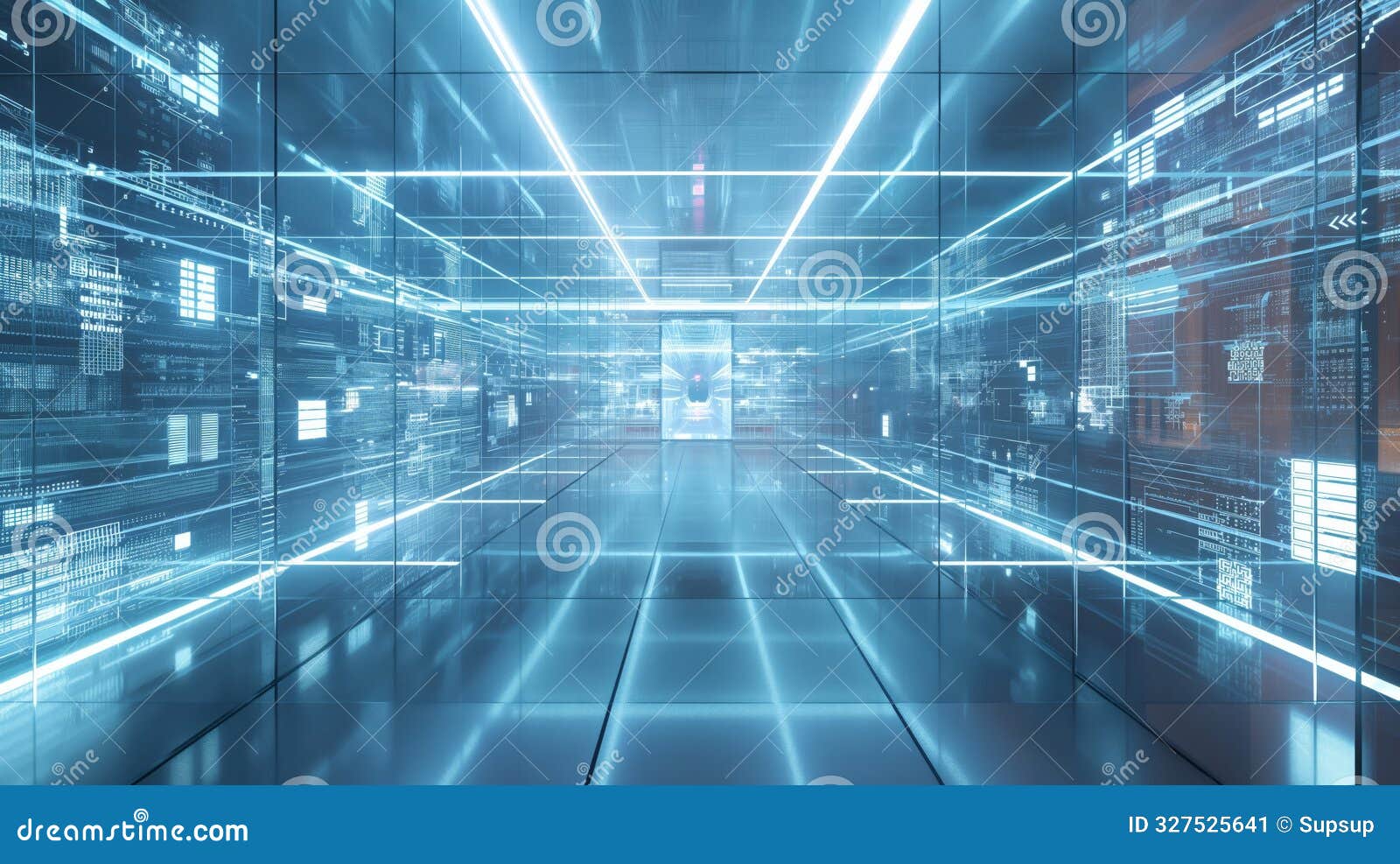 futuristic quantum data center with advanced technology and digital interface for information processing and storage