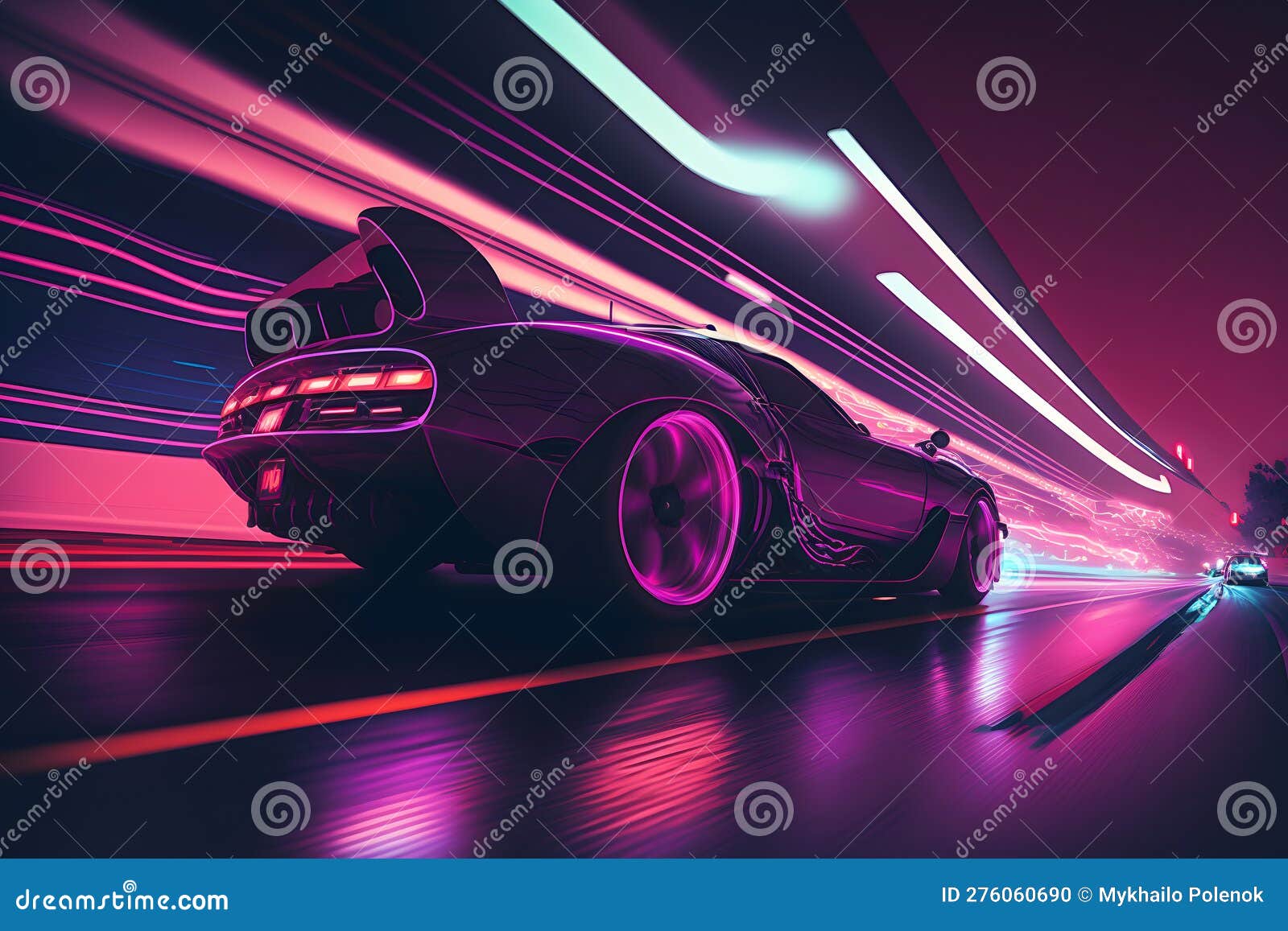 futuristic retro wave synth wave car. neural network ai generated