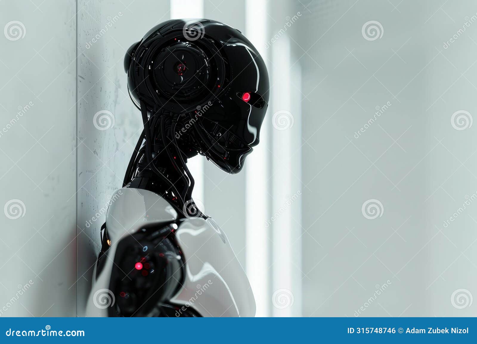 futuristic robot head close-up