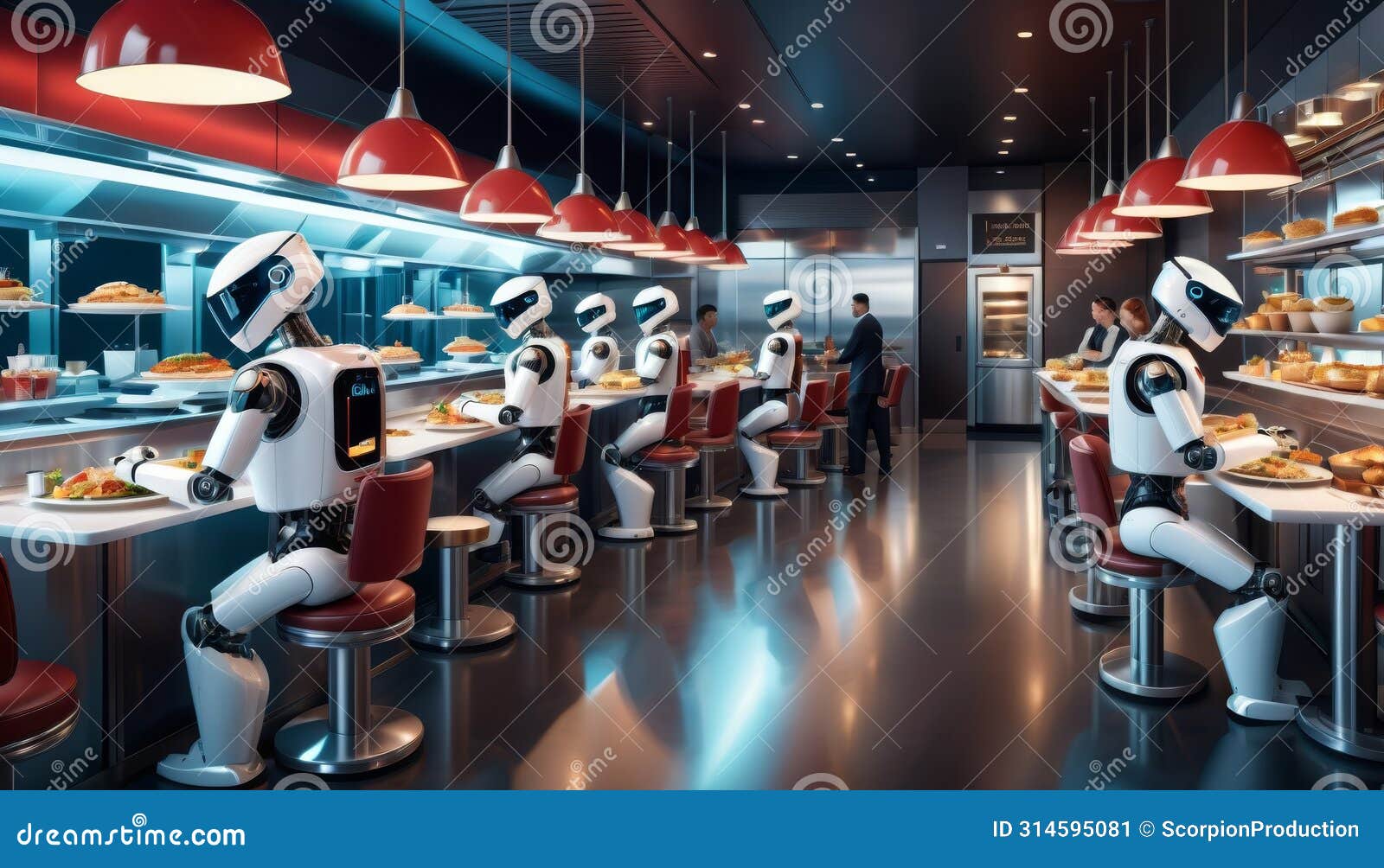 futuristic robot-operated diner