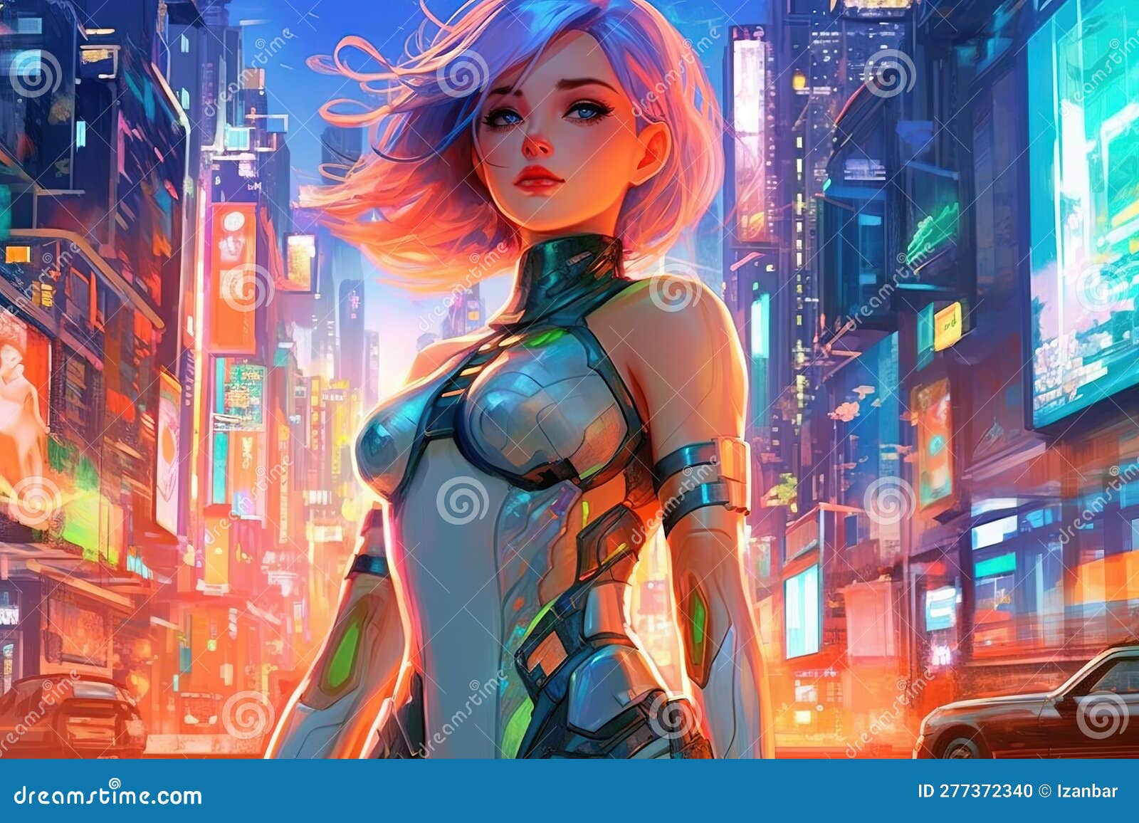 Cyberpunk Anime Girl Poster Cute and Neon Perfect for Anime 