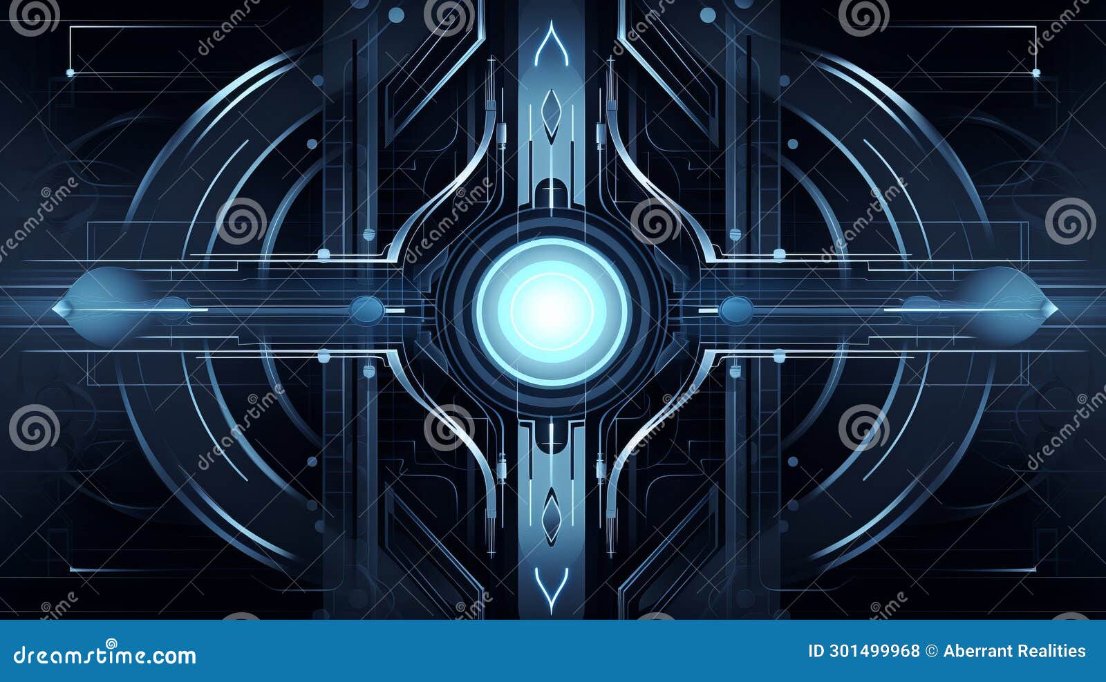 Futuristic Sci - Fi Background with Blue Lights Stock Illustration