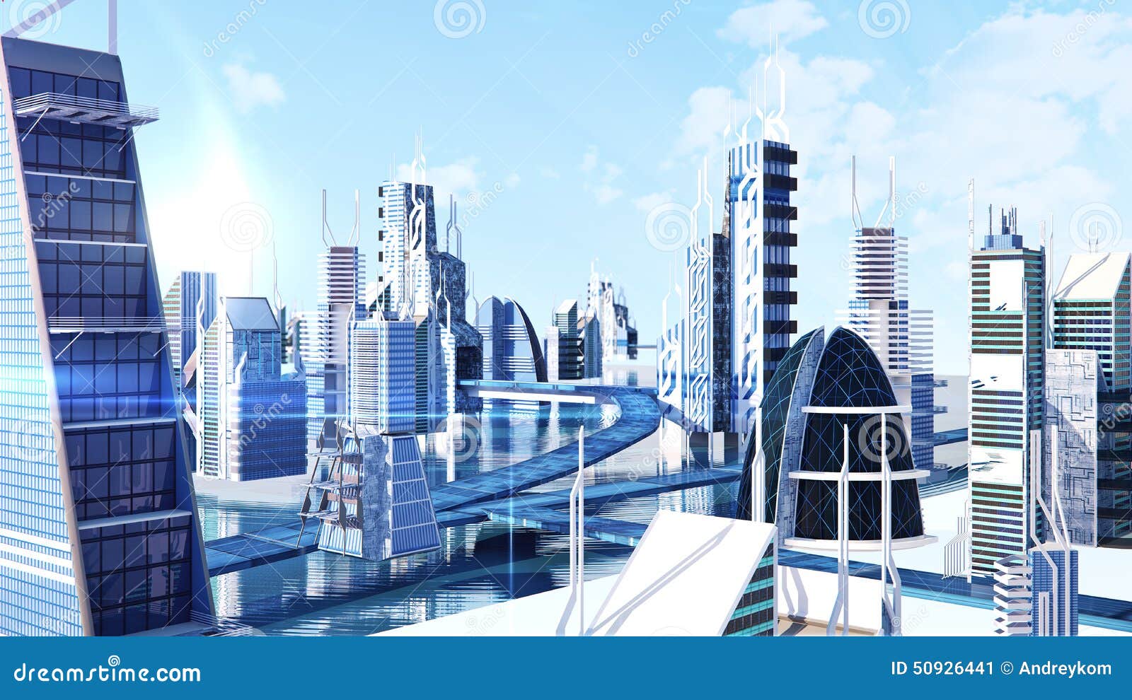 Futuristic Sci-fi City Street View, 3d Digitally Rendered Illustration