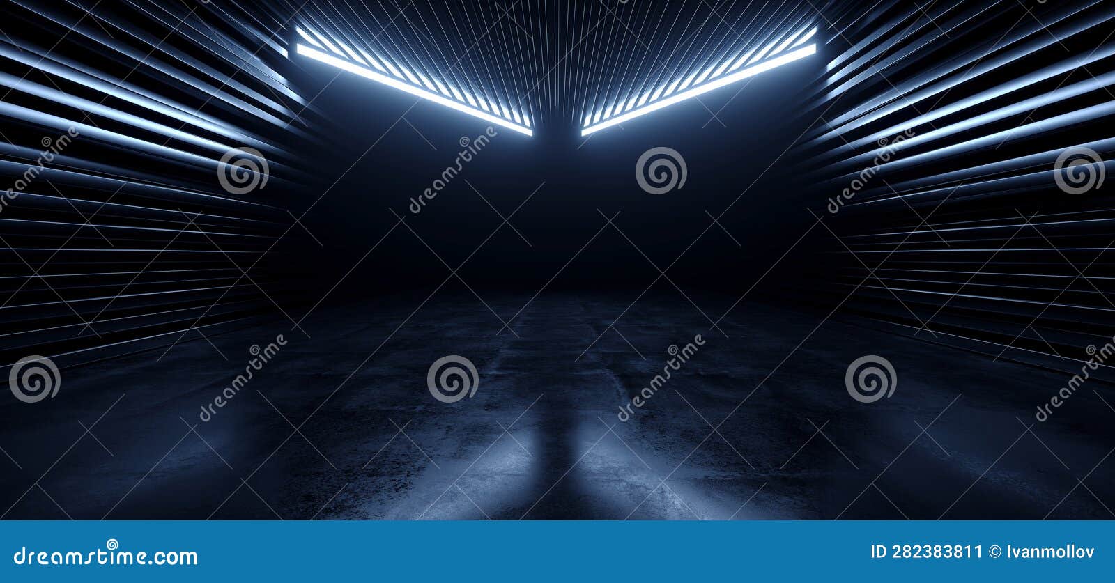 Futuristic Sci Fi Cyber Modern Laser Blue Beams Lights Metal Stripe ...