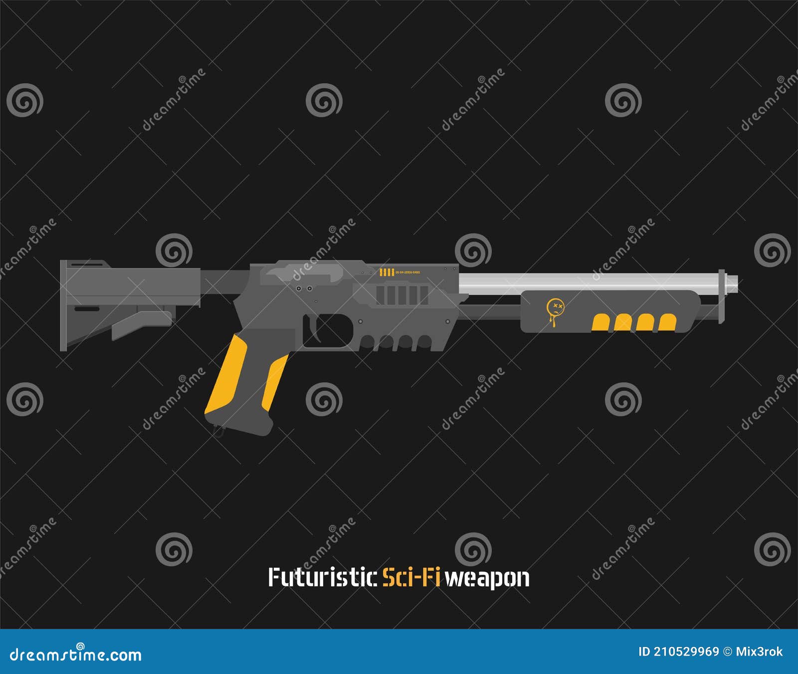 futuristic sci-fi pistol flat . weapon. gun
