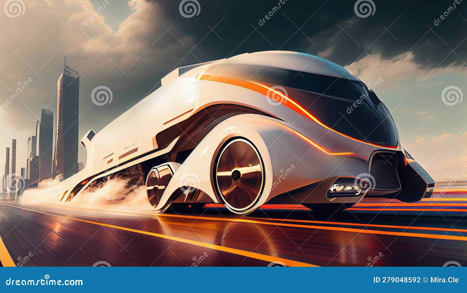 Futuristic Sleek Aerodynamic Wagon, Created With Generative AI Royalty