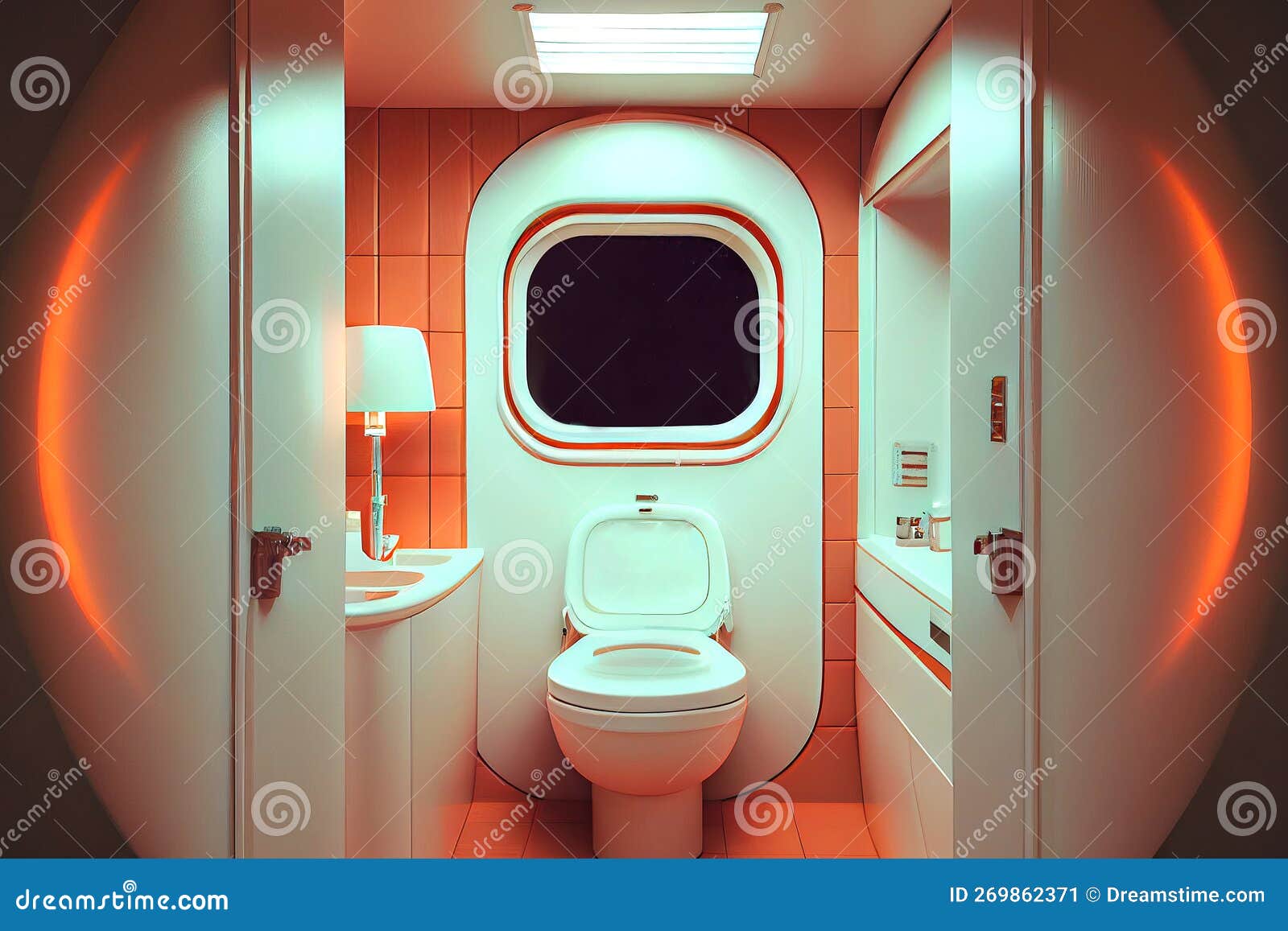 A Futuristic And Sleek Illustration Of A Toilet Interior Featuring