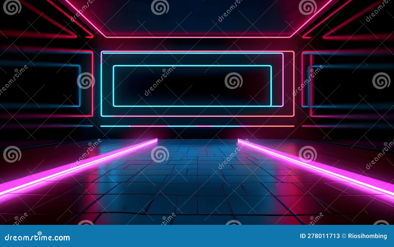 Futuristic Stage Colorful Neon Lights Stages Room Background and ...