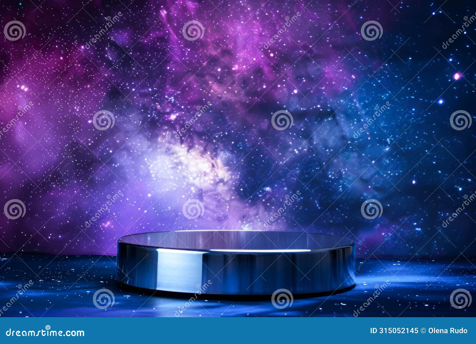 futuristic stage under a starry nebula sky captures the imagination