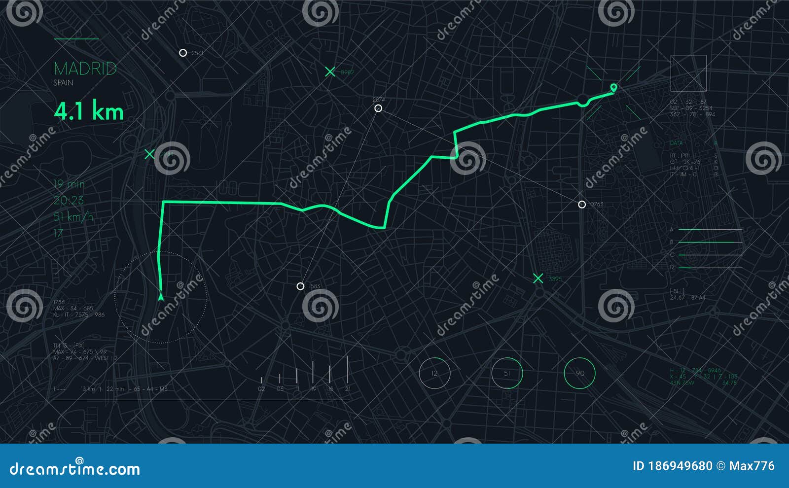 Futuristic Travel GPS Map or Location Navigator, Navigate Mapping Technology and Final 