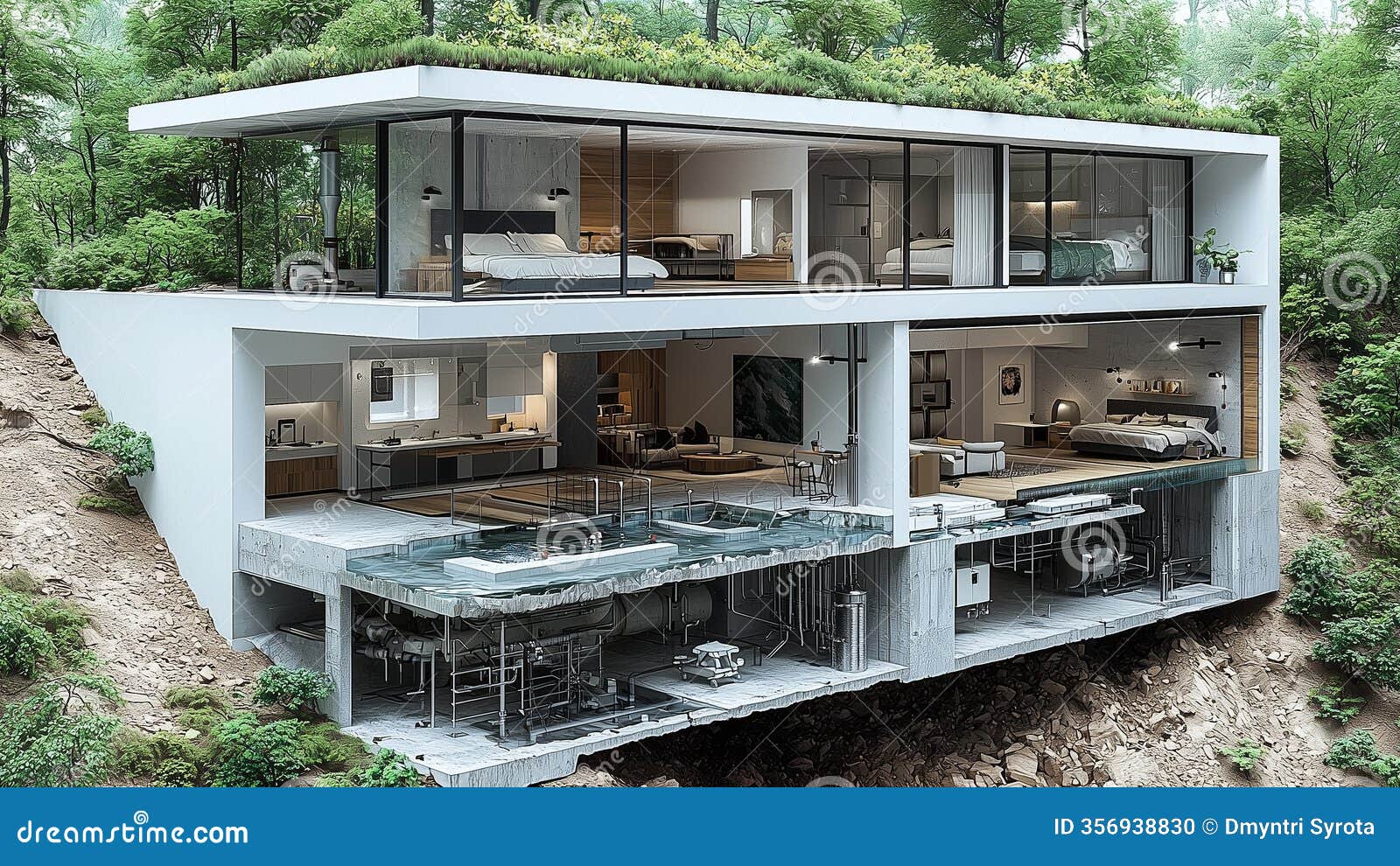 futuristic underground and cliffside architecture 