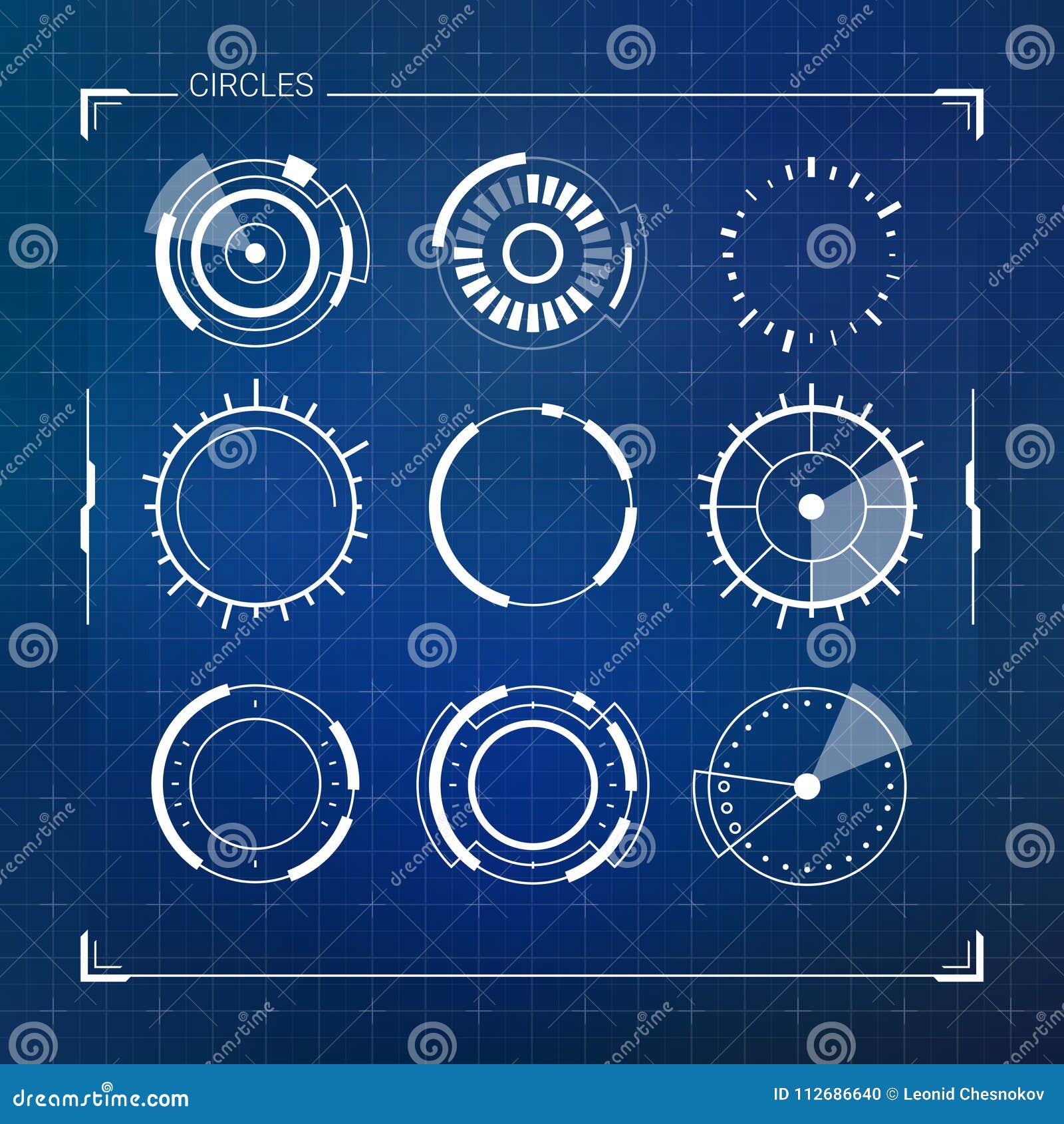 Futuristic User Interface Circle Elements Set Stock Vector