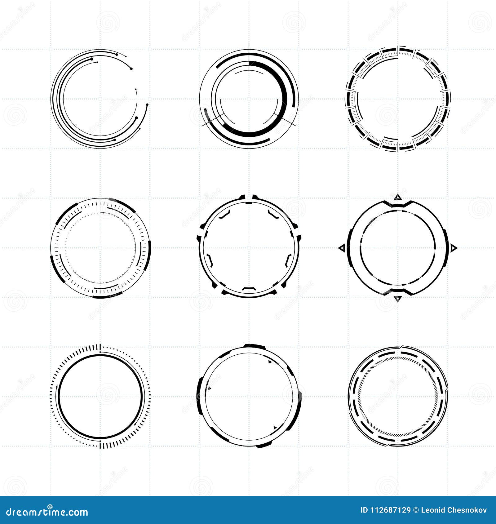 Futuristic User Interface Circle Elements Set Stock Vector