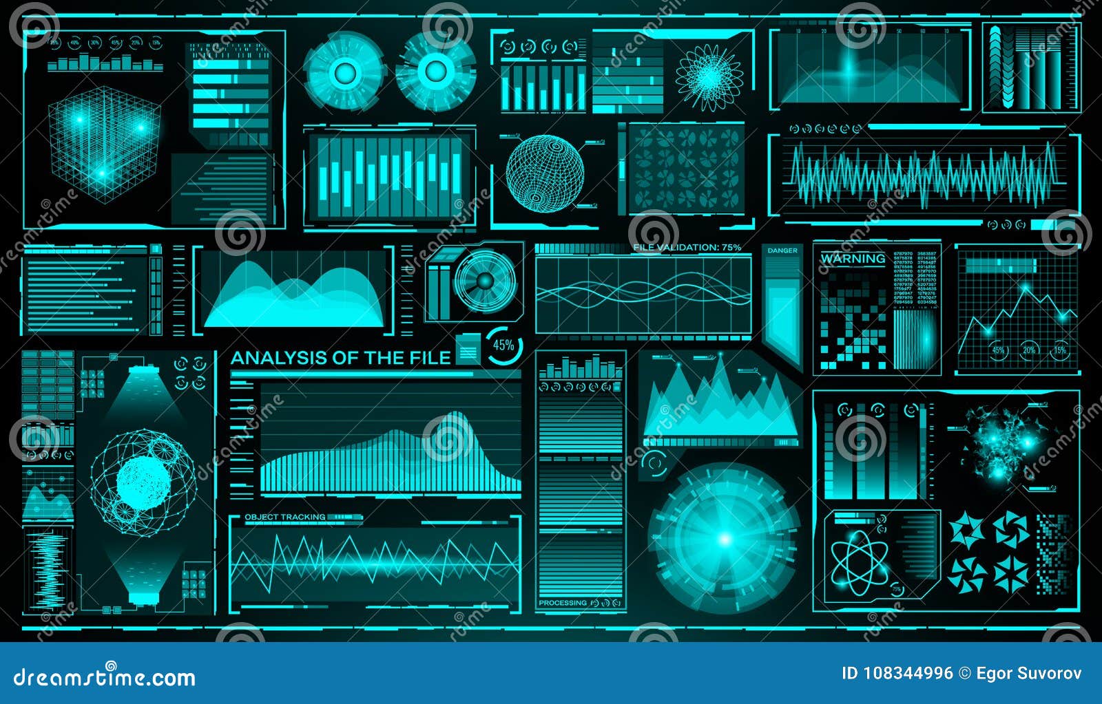 futuristic user interface set. hud. future infographic s. technology and science theme. analysis system. scanning