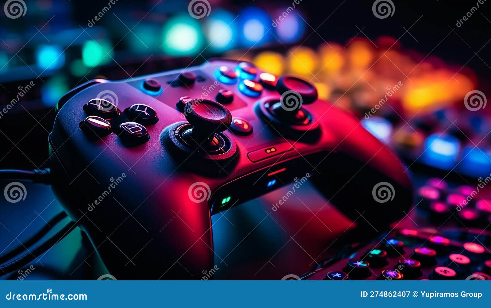 Futuristic Video Game Equipment Illuminated in Generative AI