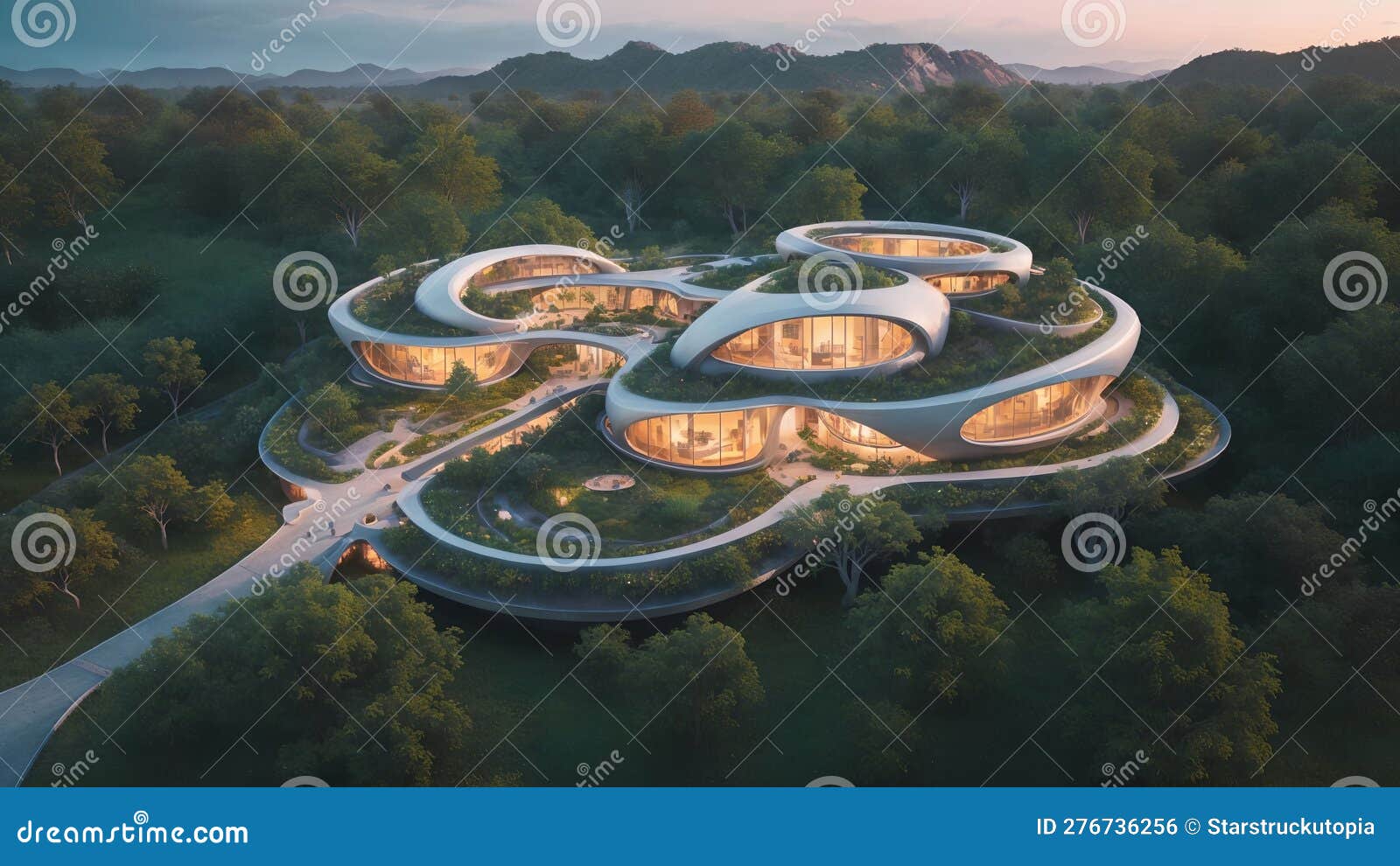 Futuristic Village Style Human Habitat in Nature - Generative AI ...