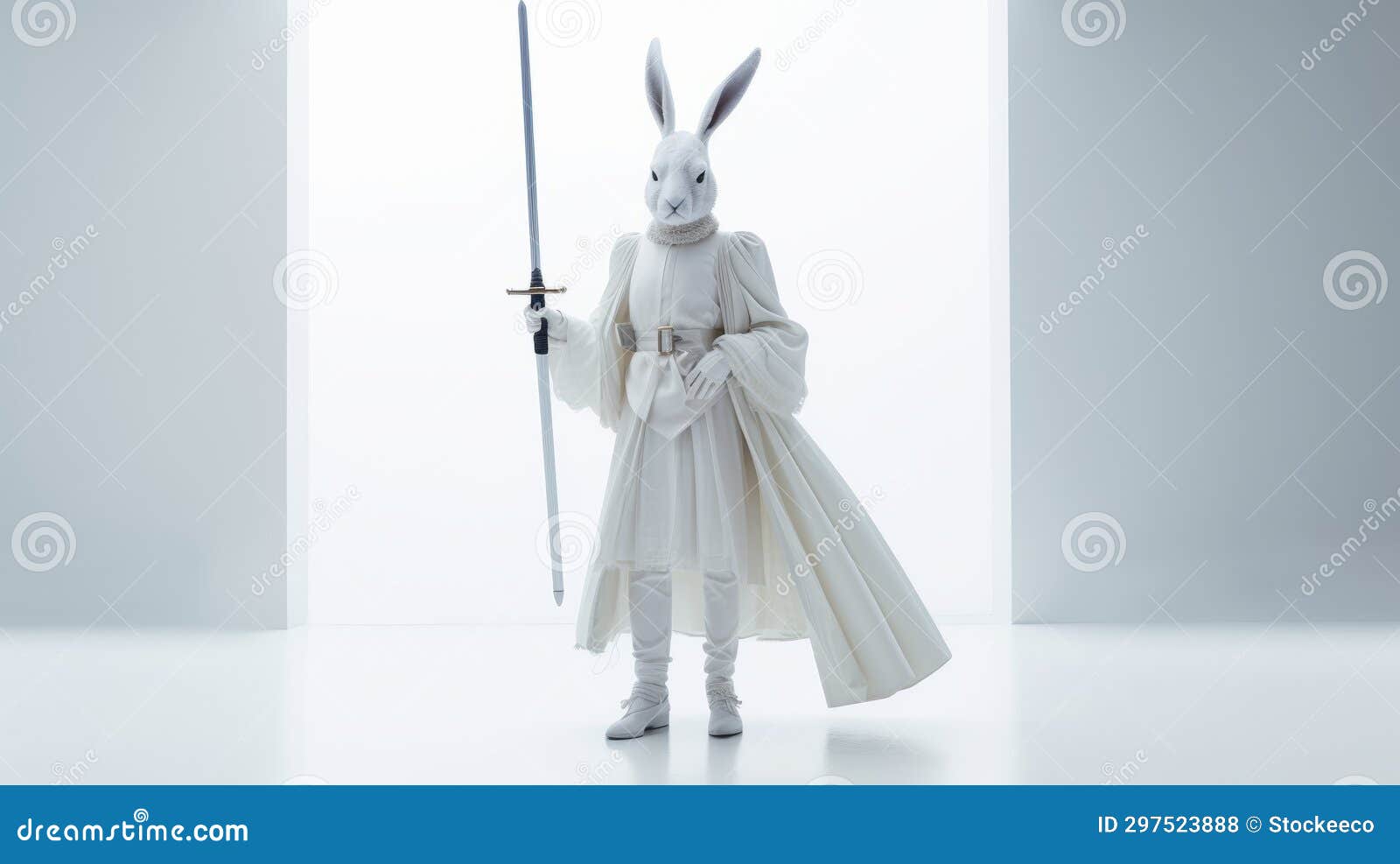 futuristic vision: a rabbit warrior with extra long sword