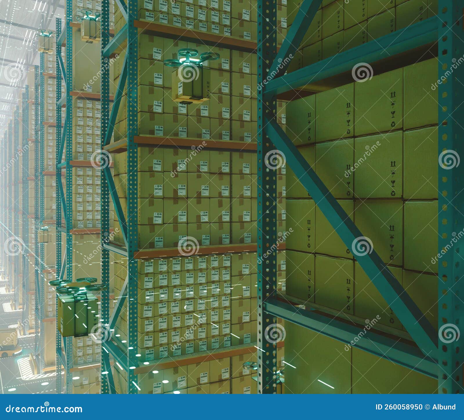 Futuristic Warehouse Interior Stock Illustration Illustration of
