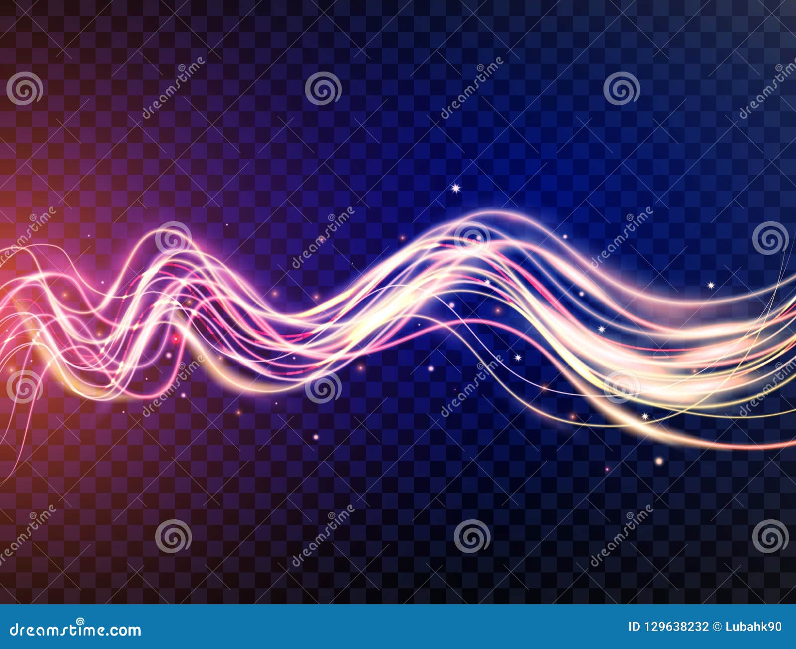 futuristic waves in speed motion. blue and violet wavy dynamic lines with sparkles on transparent background. magic