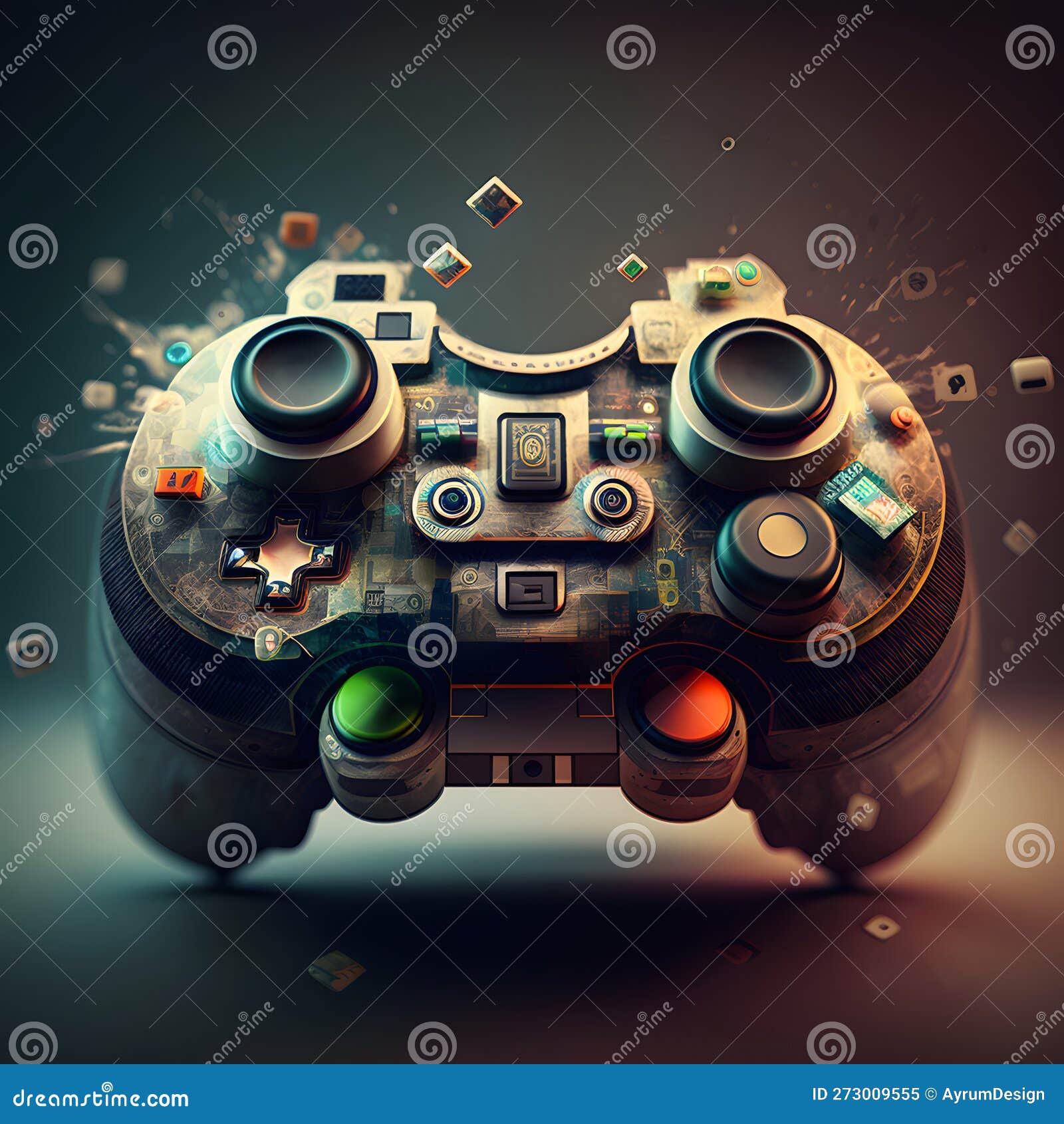 Futuristic Wireless Video Games Controller. Remote Gamepad for Gaming