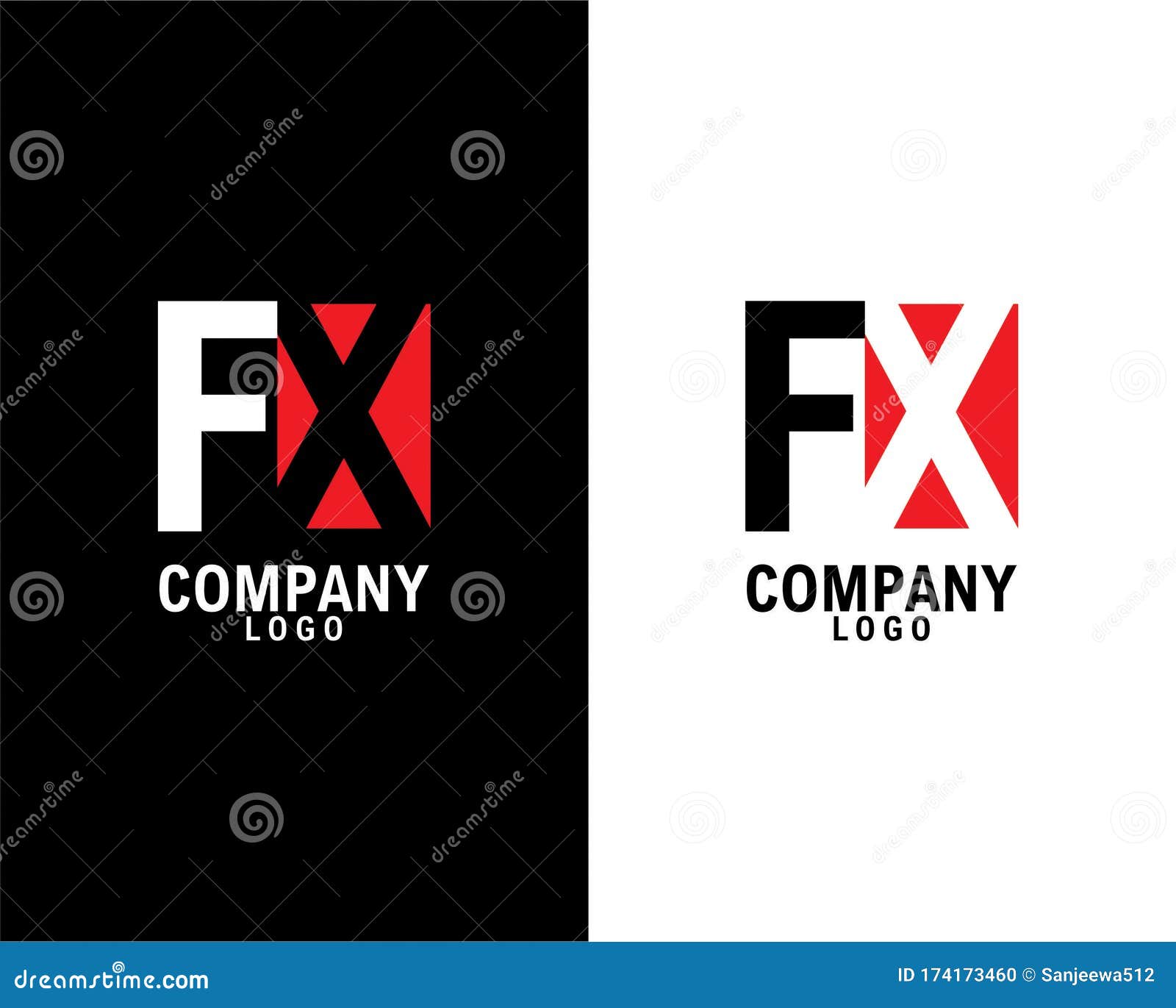 Initial letter fx logo or xf logo vector design template