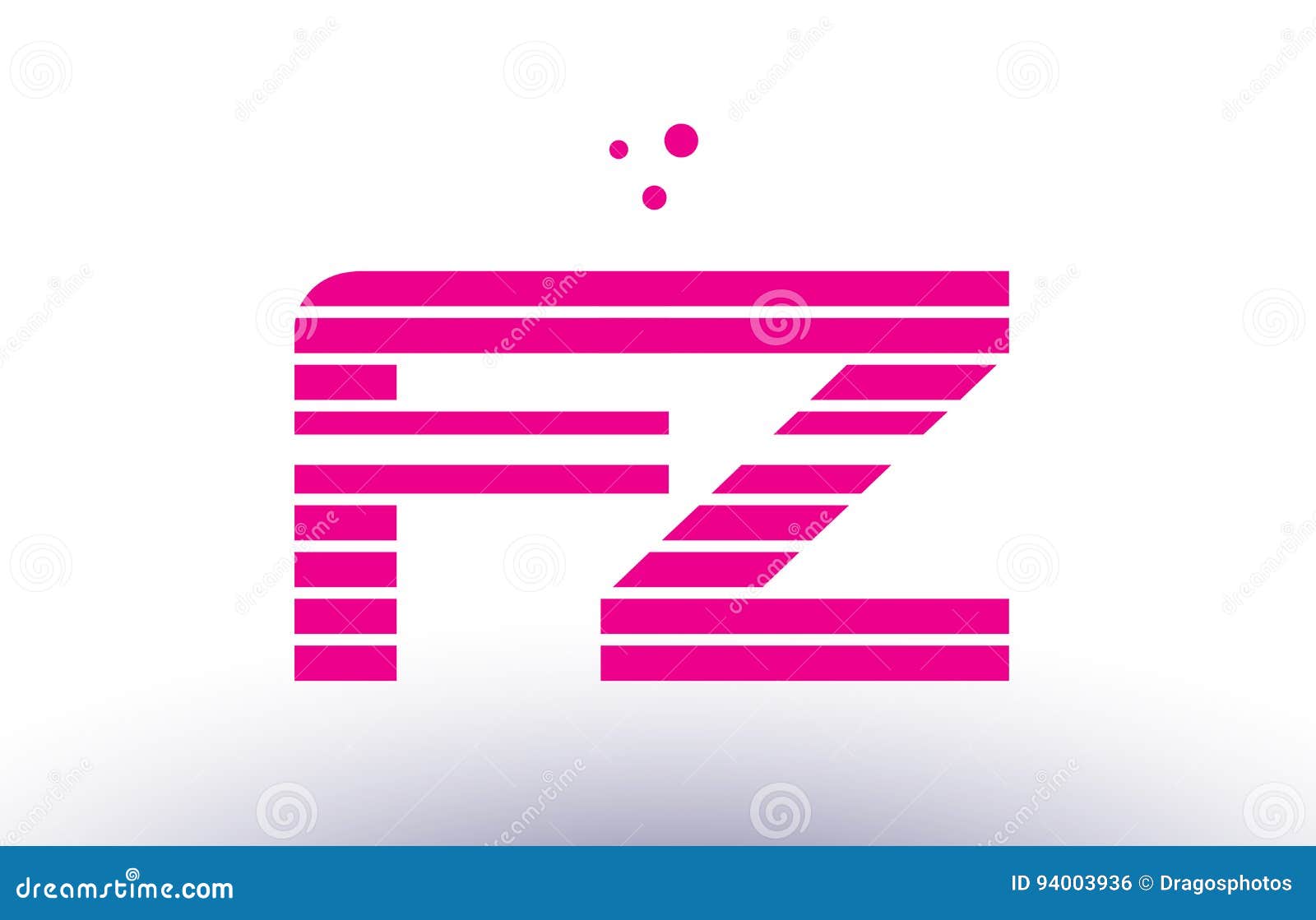 Fz F Z Pink Purple Line Stripe Alphabet Letter Logo Vector Temp