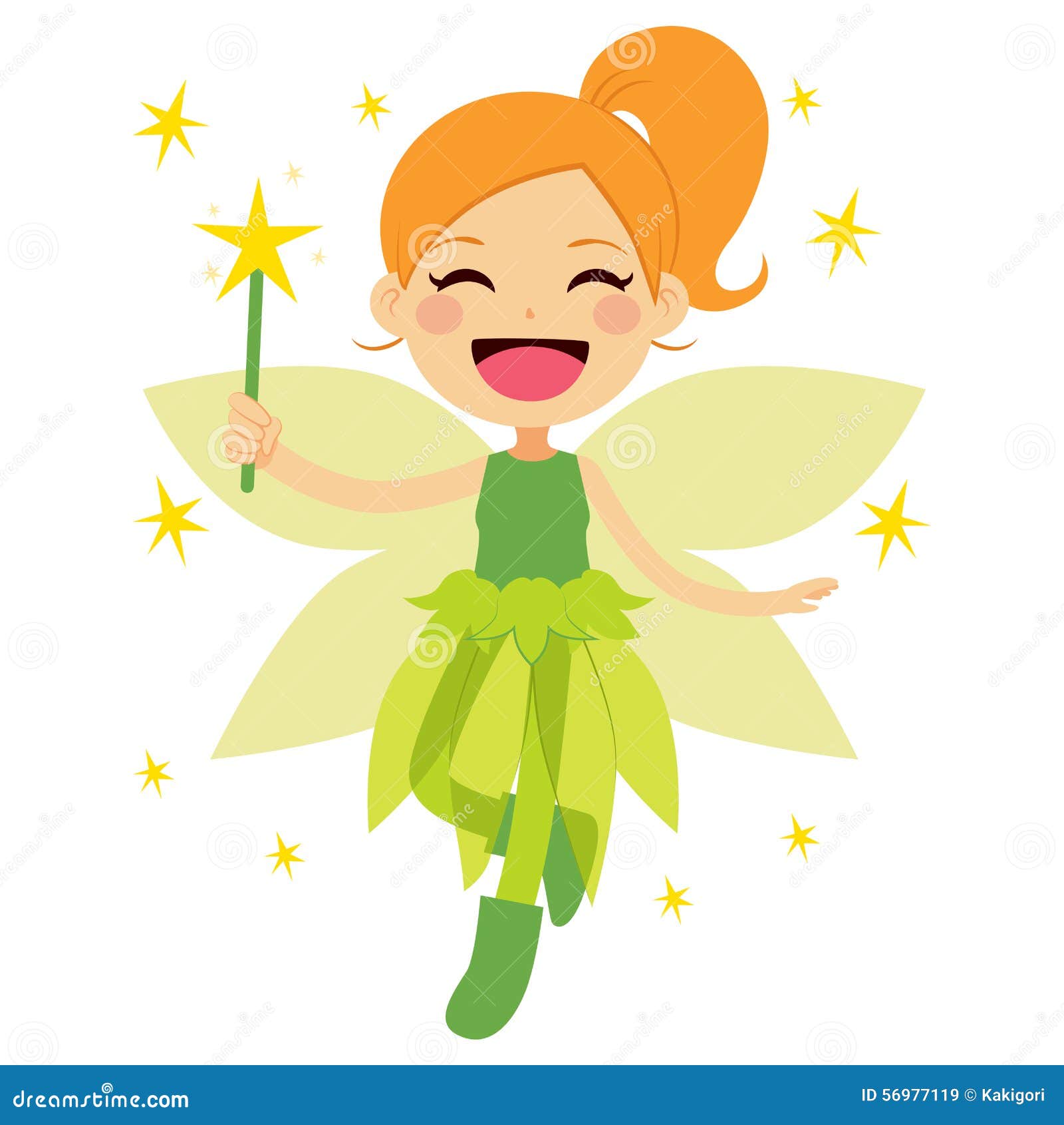 Fée verte mignonne illustration de vecteur. Illustration du