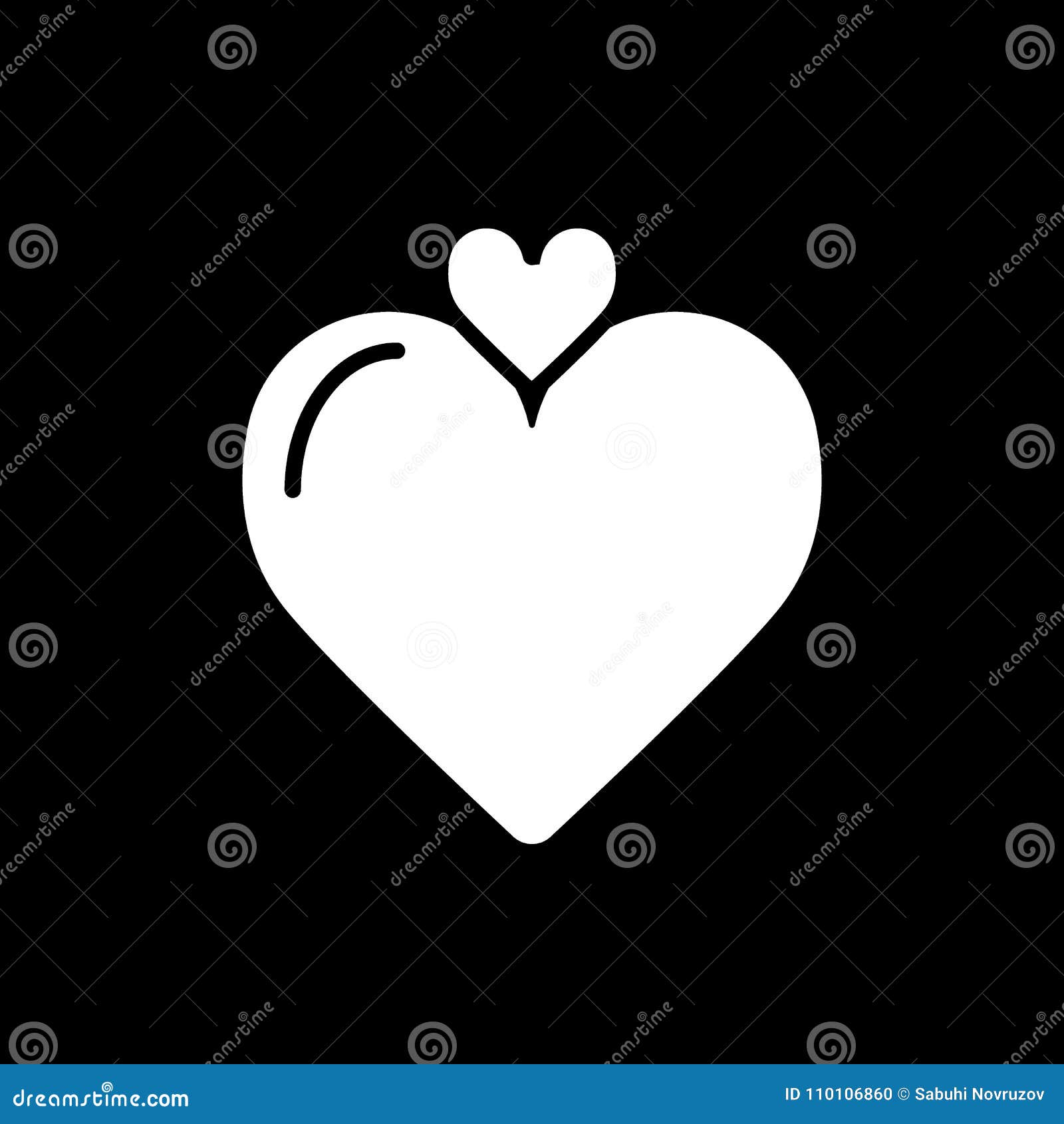 Förälskelsesymbol, linjär symbol för hjärta Vektorillustration, EPS10 Enkel plan symbol som isoleras på svart fast