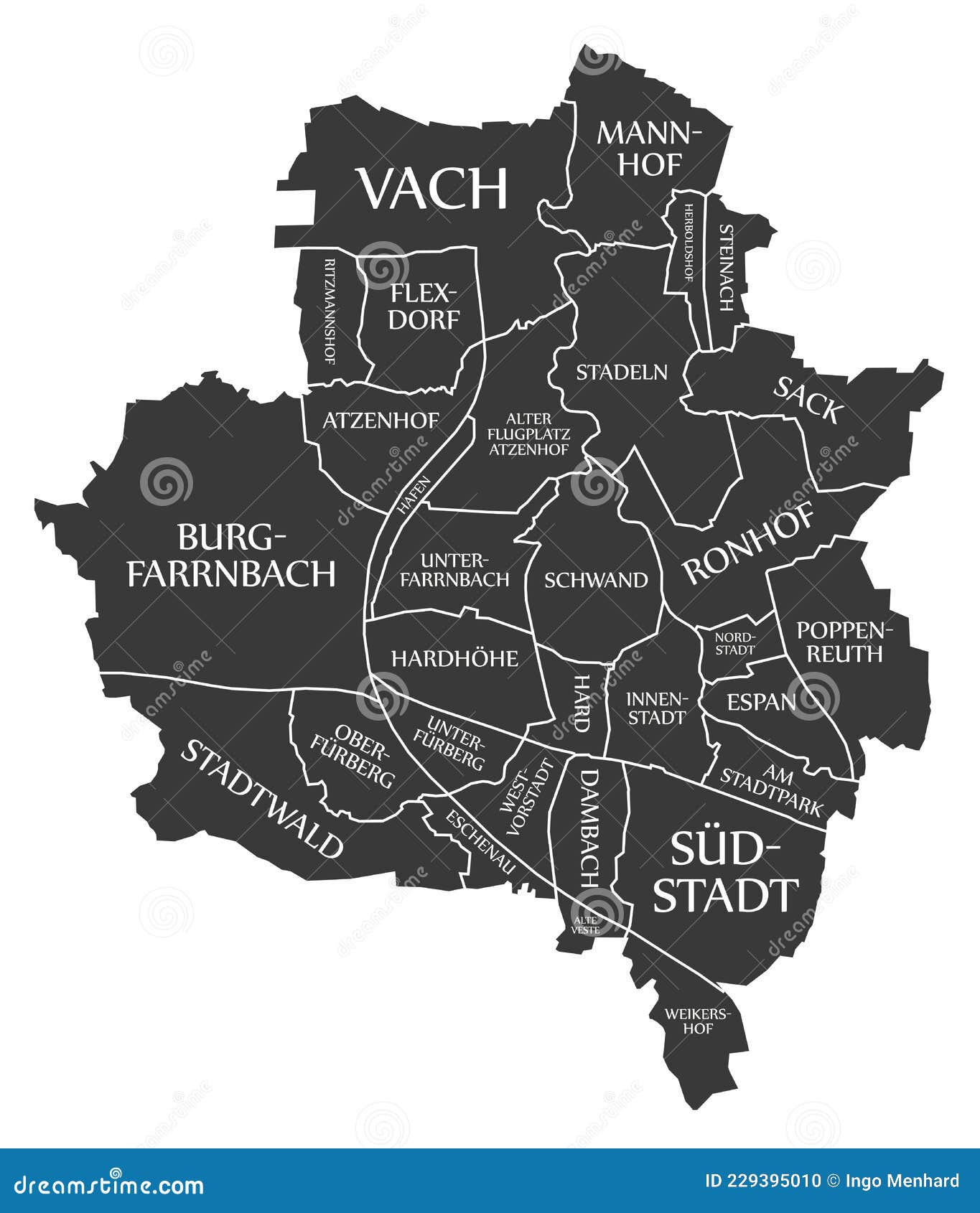 Fürth City Map Germany DE Labelled Black Illustration Stock Illustration Illustration of