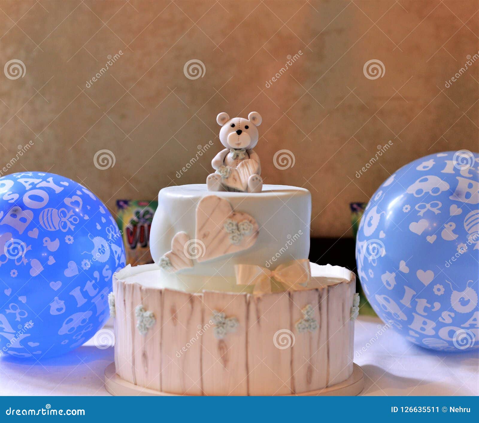 Gâteau D'anniversaire De Bébé Garçon, Image D'a Image stock