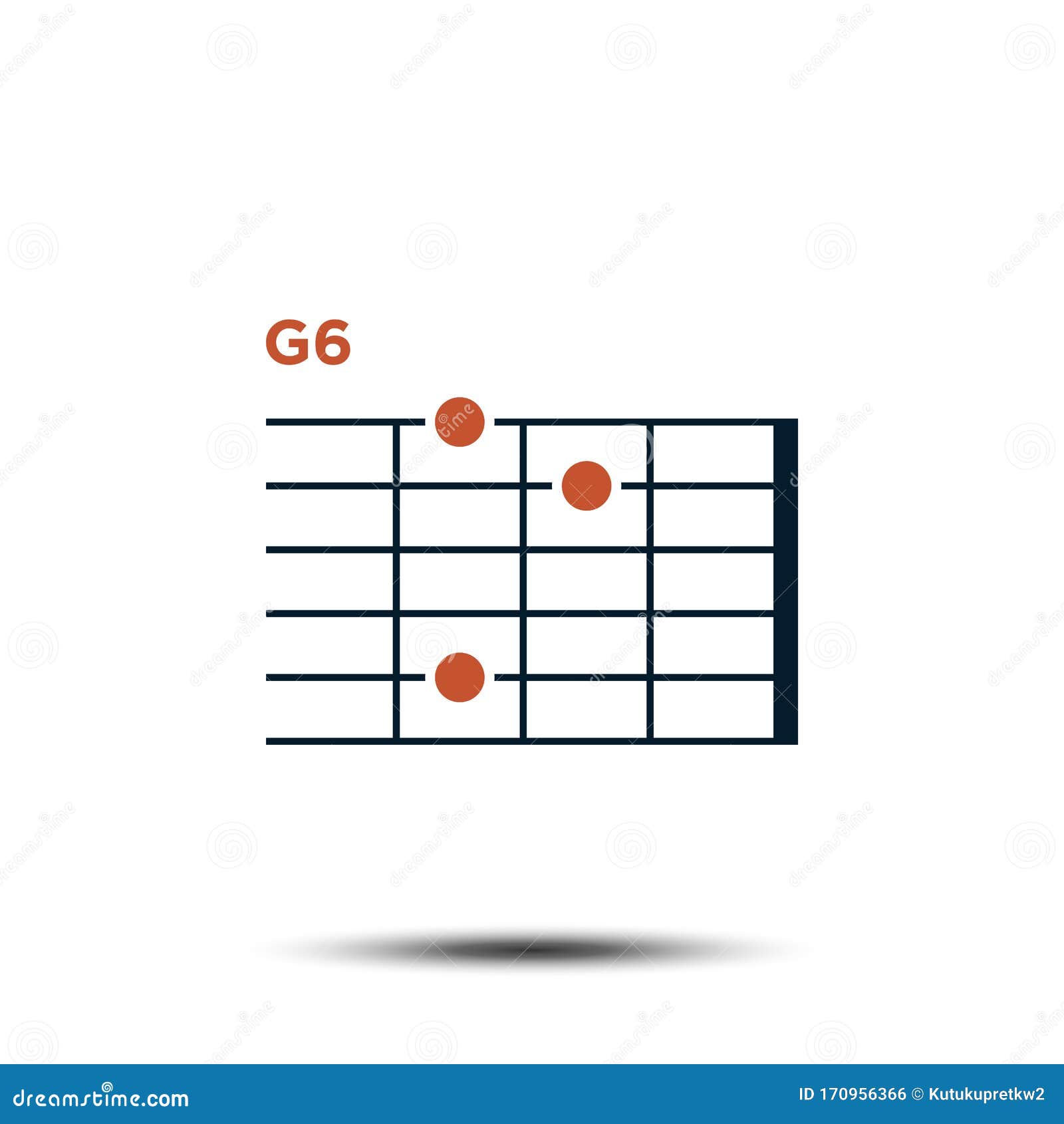 G6, Basic Guitar Chord Chart Icon Vector Template Stock Vector