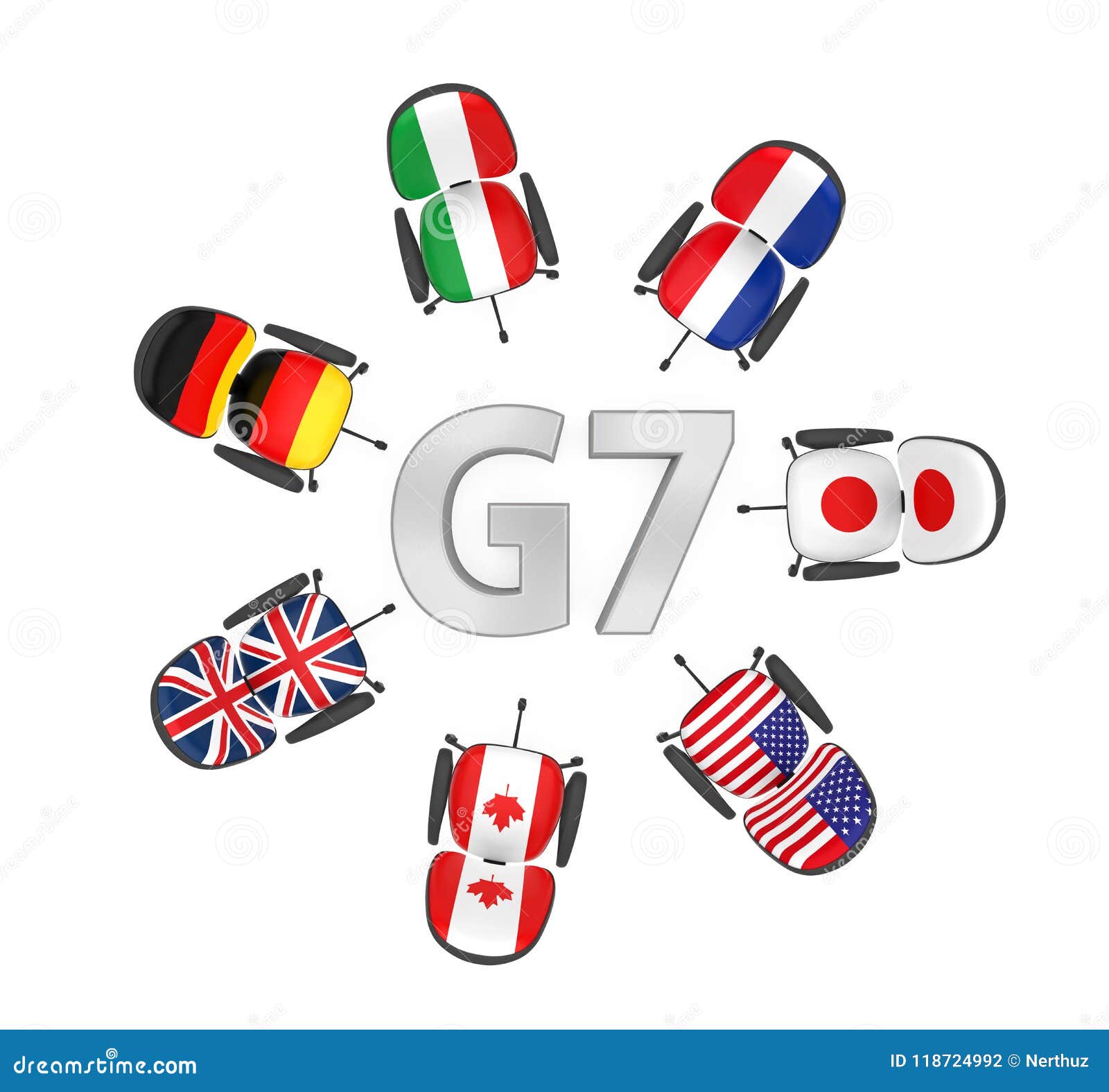 G7 Countries Summit Meeting Concept Isolated Stock Illustration