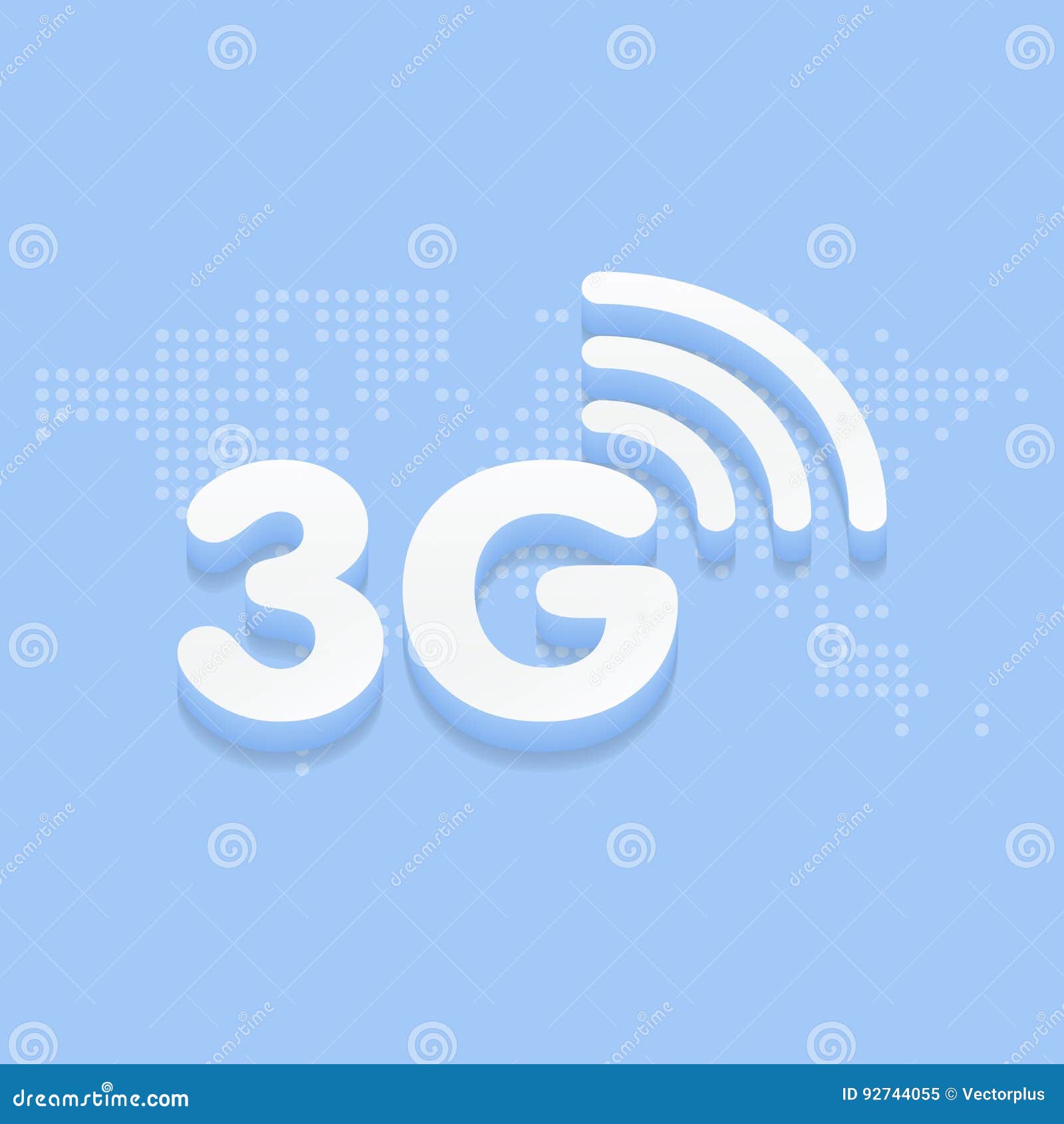 3g fast internet 3d sign in blue background and dotted world map 