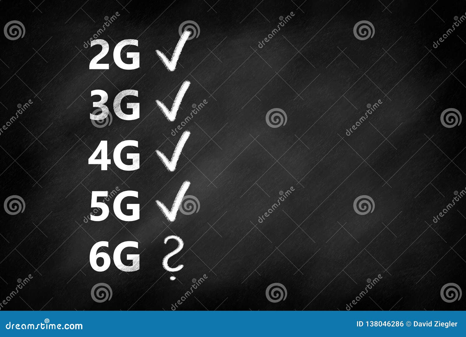 5G and Other Mobile Communication Technology Written on a Chalkboard Stock Photo Image of