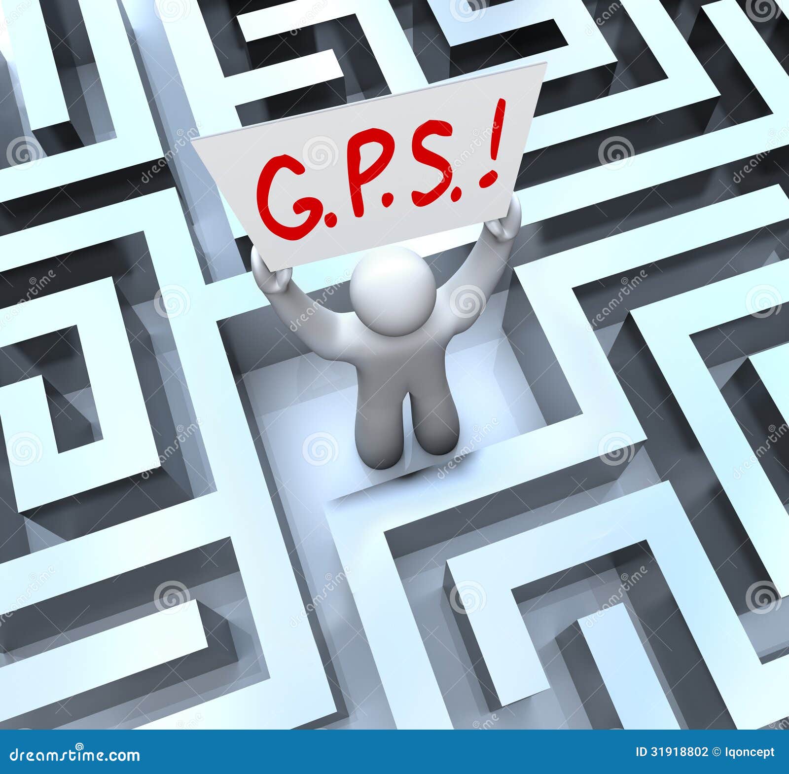 g p s global positioning system person lost in maze stock word for lost