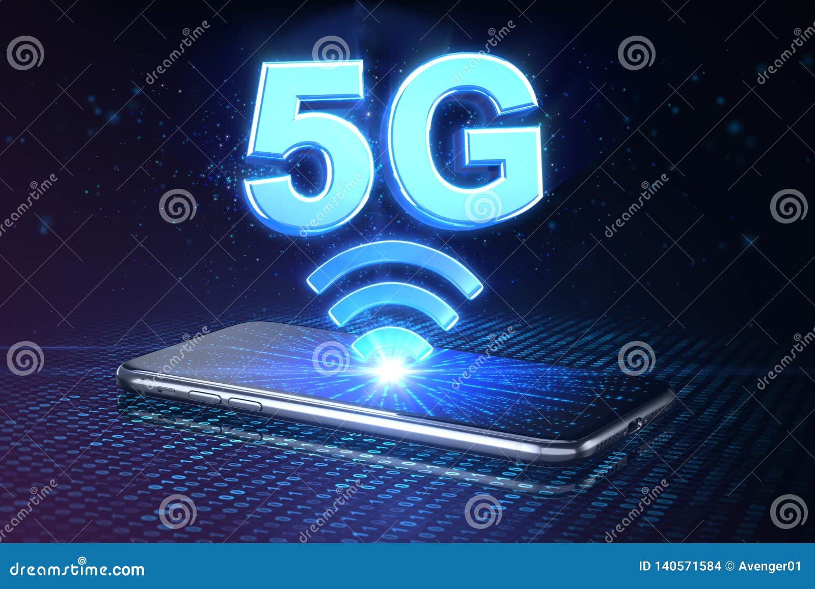 5g pulsing out of a smartphone.