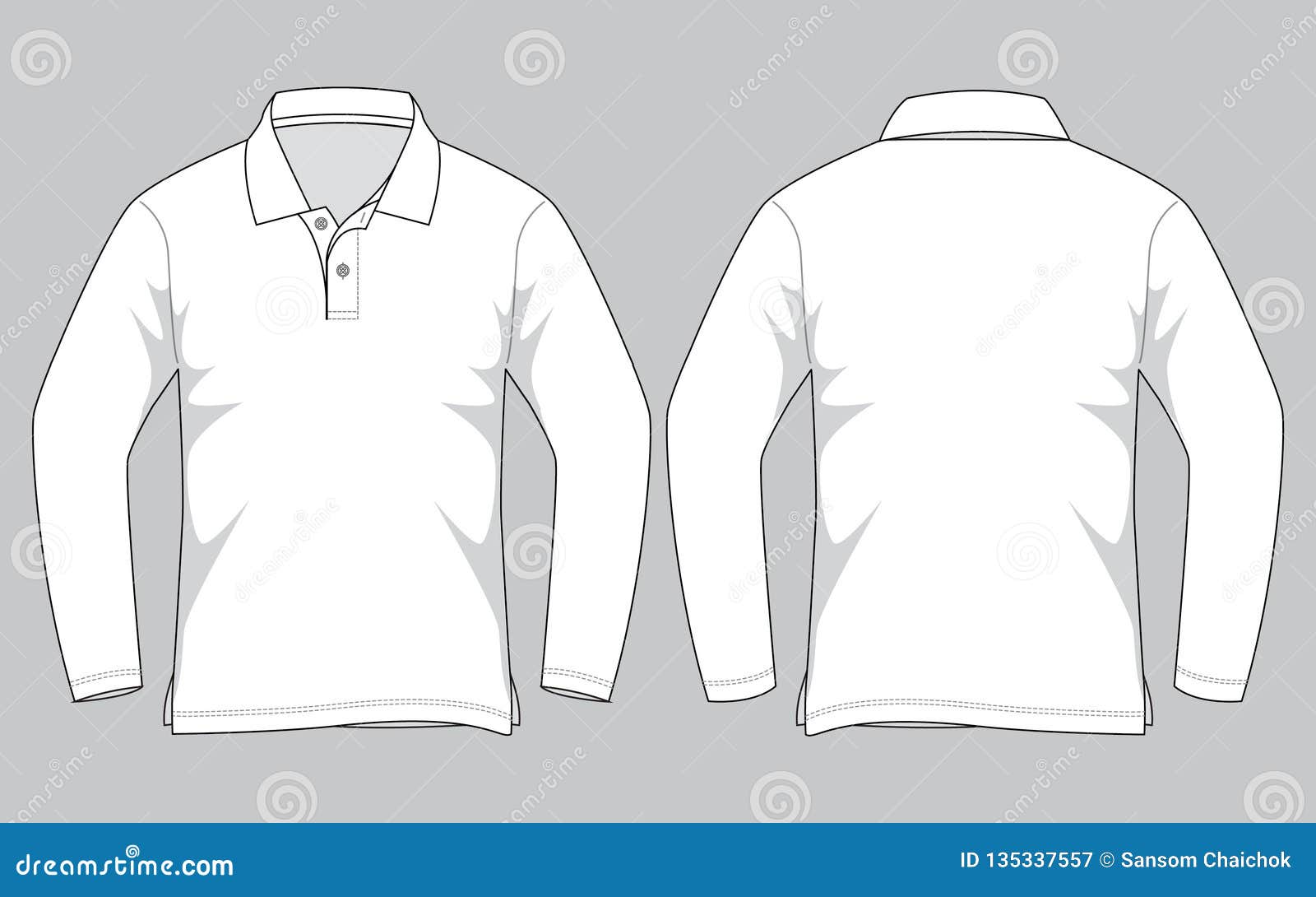 Blank White Long Sleeves Polo Shirt Template Stock Illustration ...