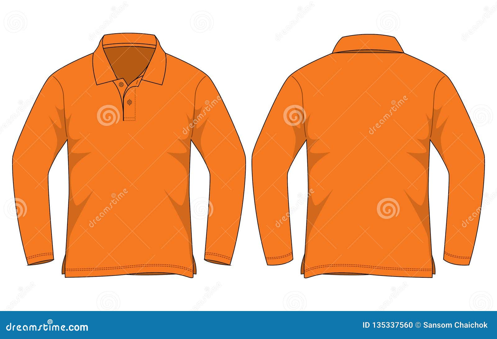 Blank Orange Long Sleeves Polo Shirt 