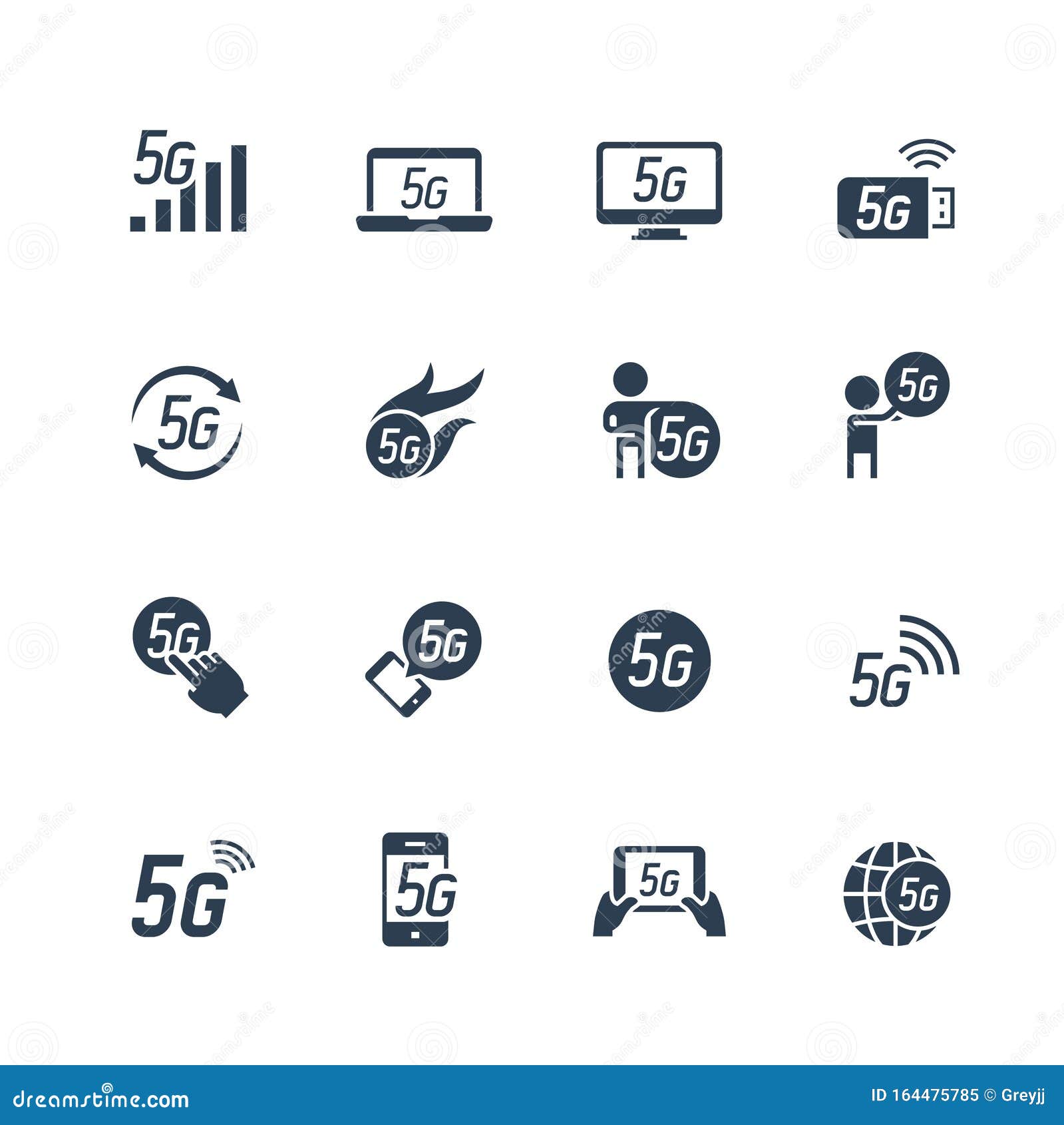 5g or 5th generation mobile network related icons