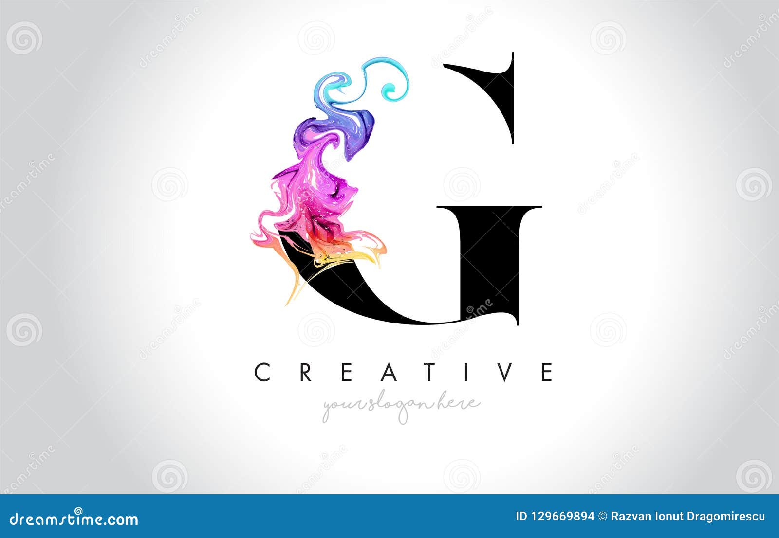 g vibrant creative leter logo  with colorful smoke ink flo
