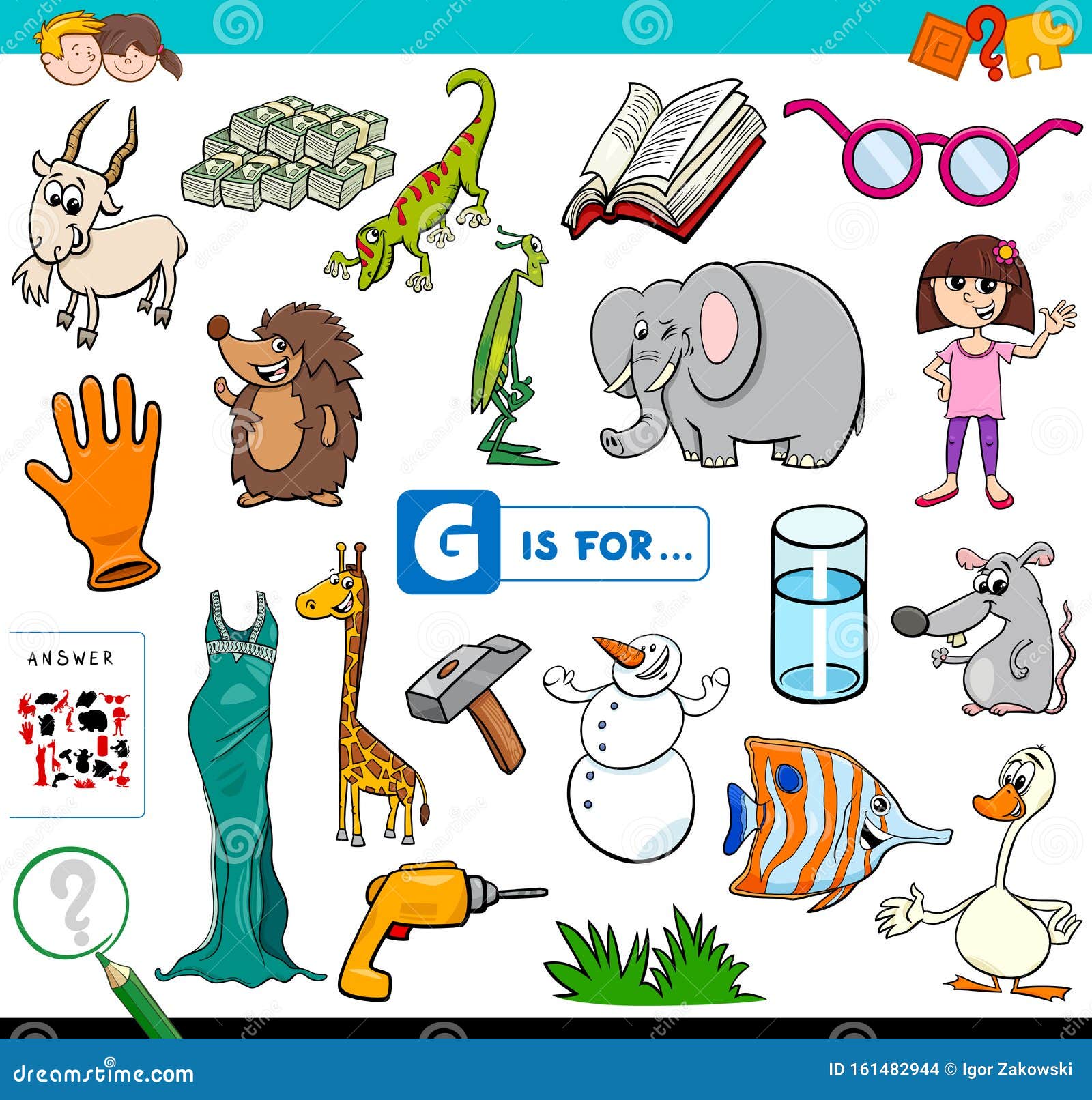 G is for Words Educational Task for Children Stock Vector ...