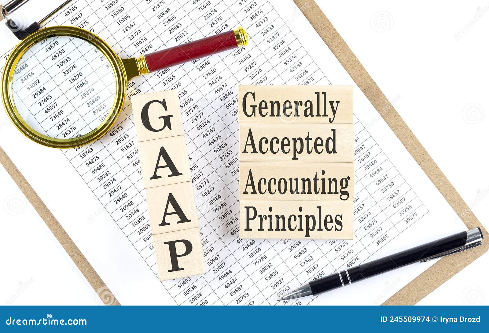 gaap text on wooden block on chart background