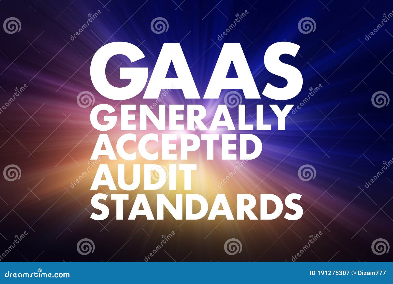 GAAS Generally Accepted Audit Standards Acronym, Business Concept Background Stock Image