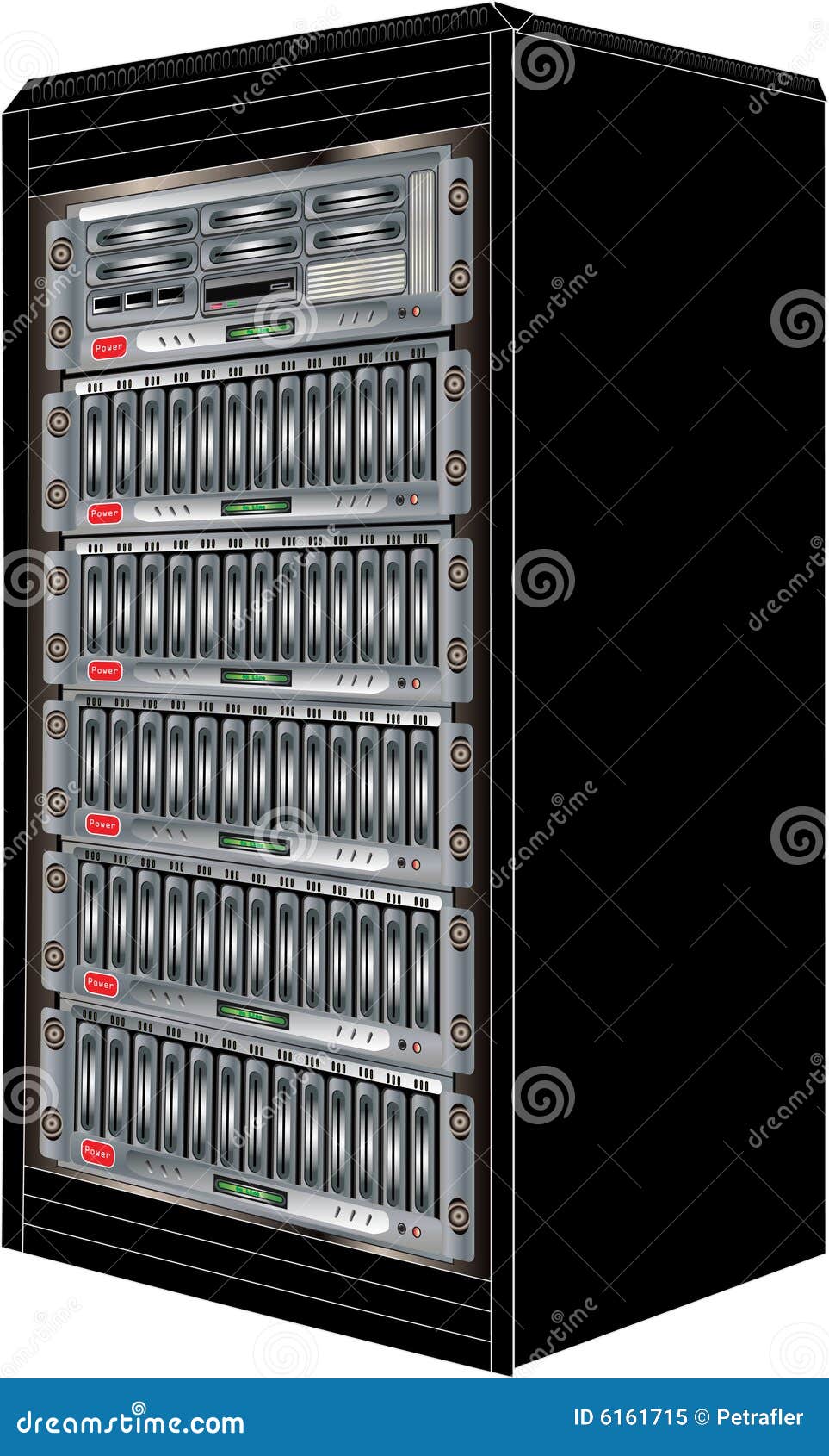 Gabinete do server do computador. A ilustração do gabinete com o server submetido do computador e o armazenamento, vetor desenhado com acompanhamento do vetor formatam