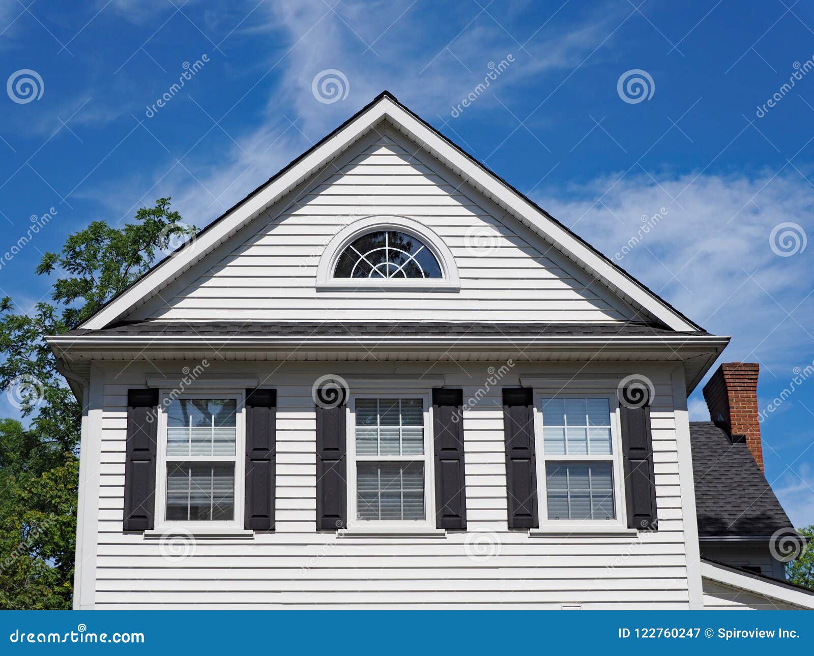 White gable with window stock image. Image of white 122760247