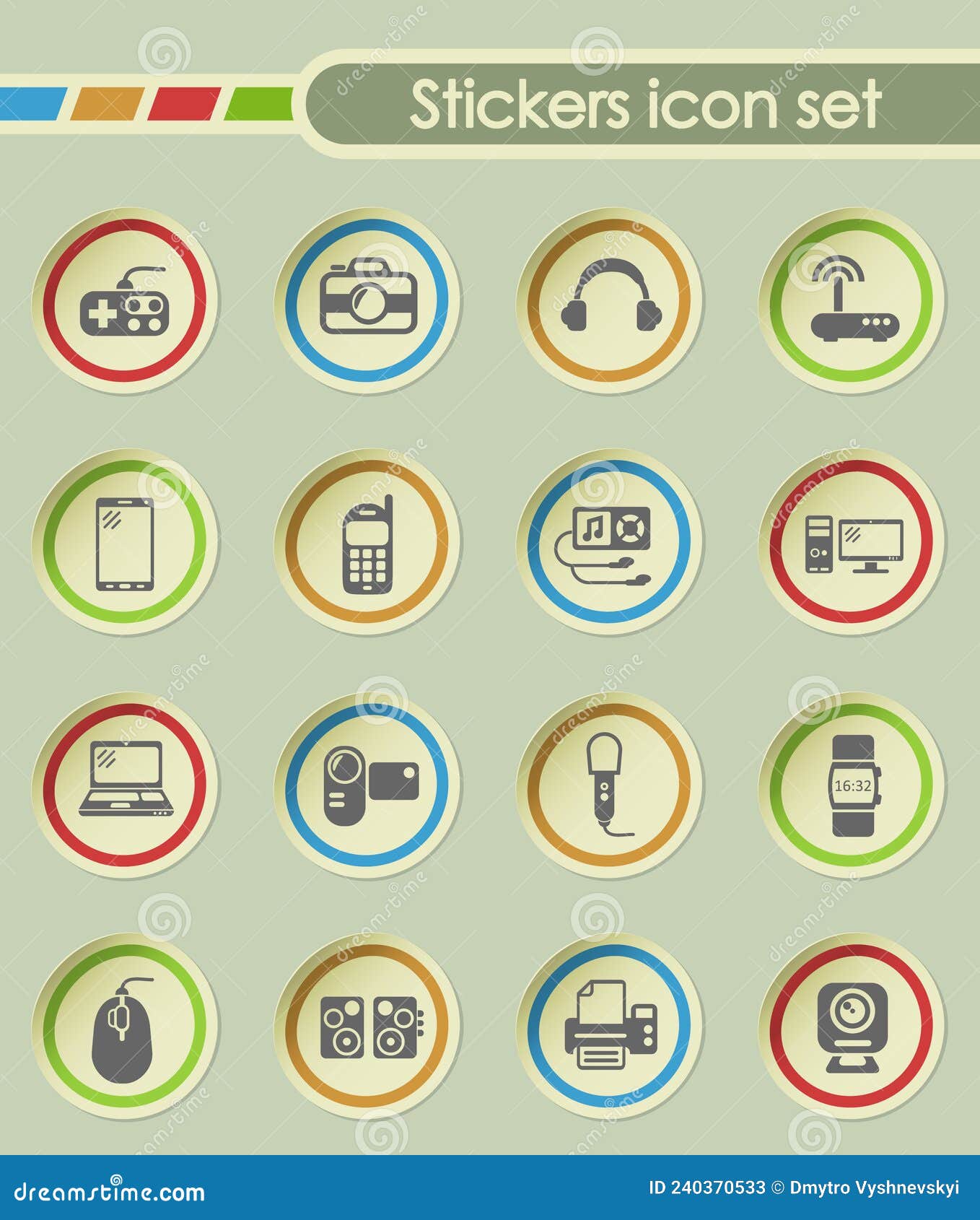 Gadget icon set stock vector. Illustration of router 240370533