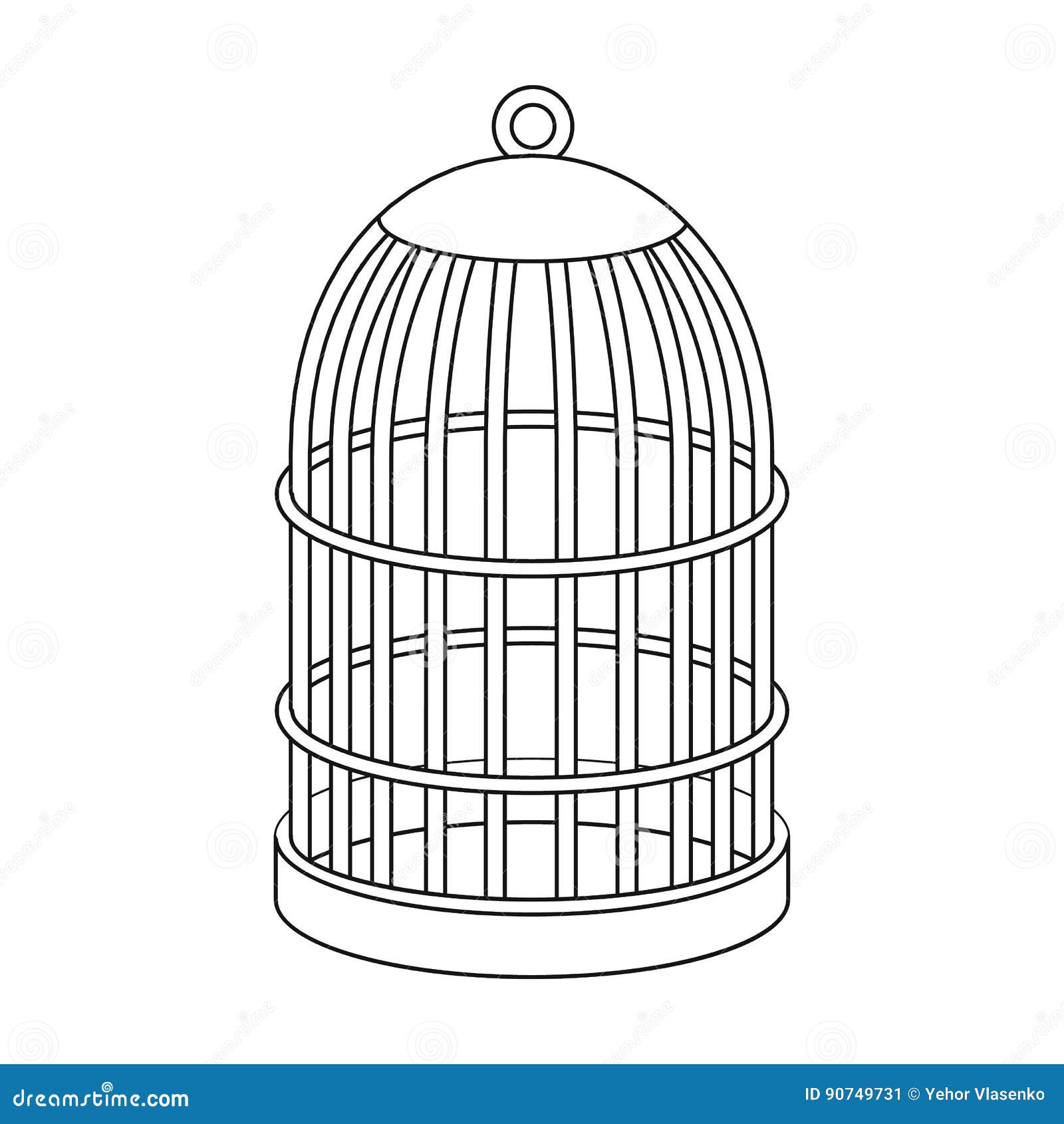 Desenho de Gato e pássaro na gaiola para colorir